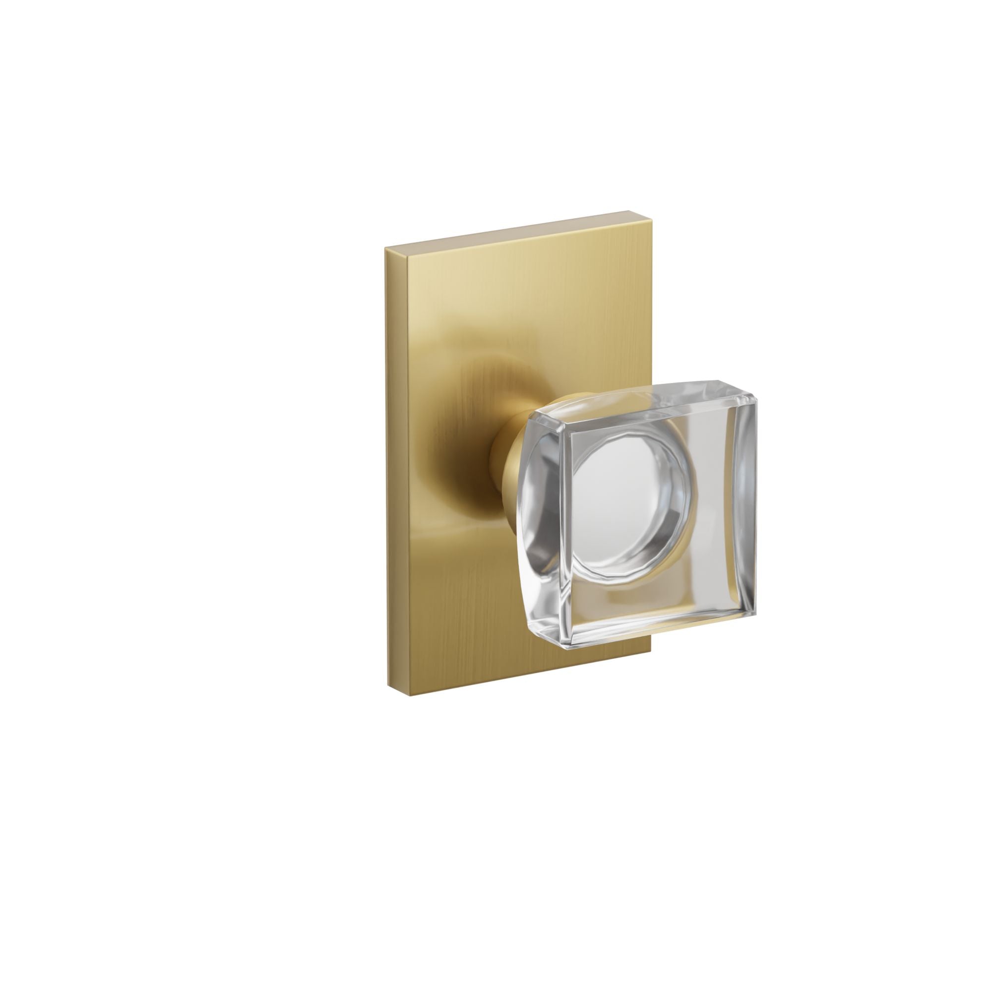 Emtek Concealed Fastener Modern Square Glass Knob Set With Modern Rectangular Rosette