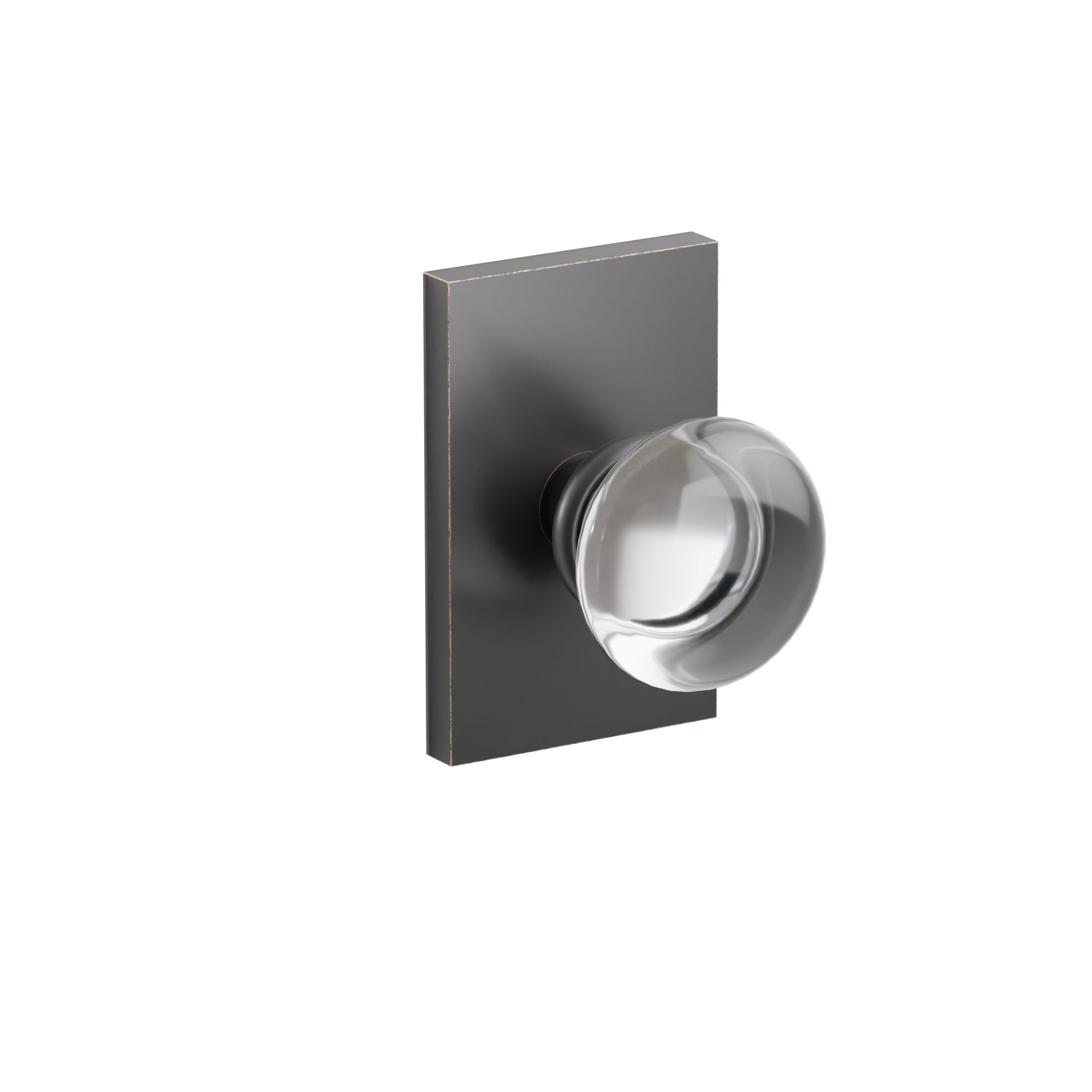 Emtek Concealed Fastener Providence Glass Knob Set With Modern Rectangular Rosette