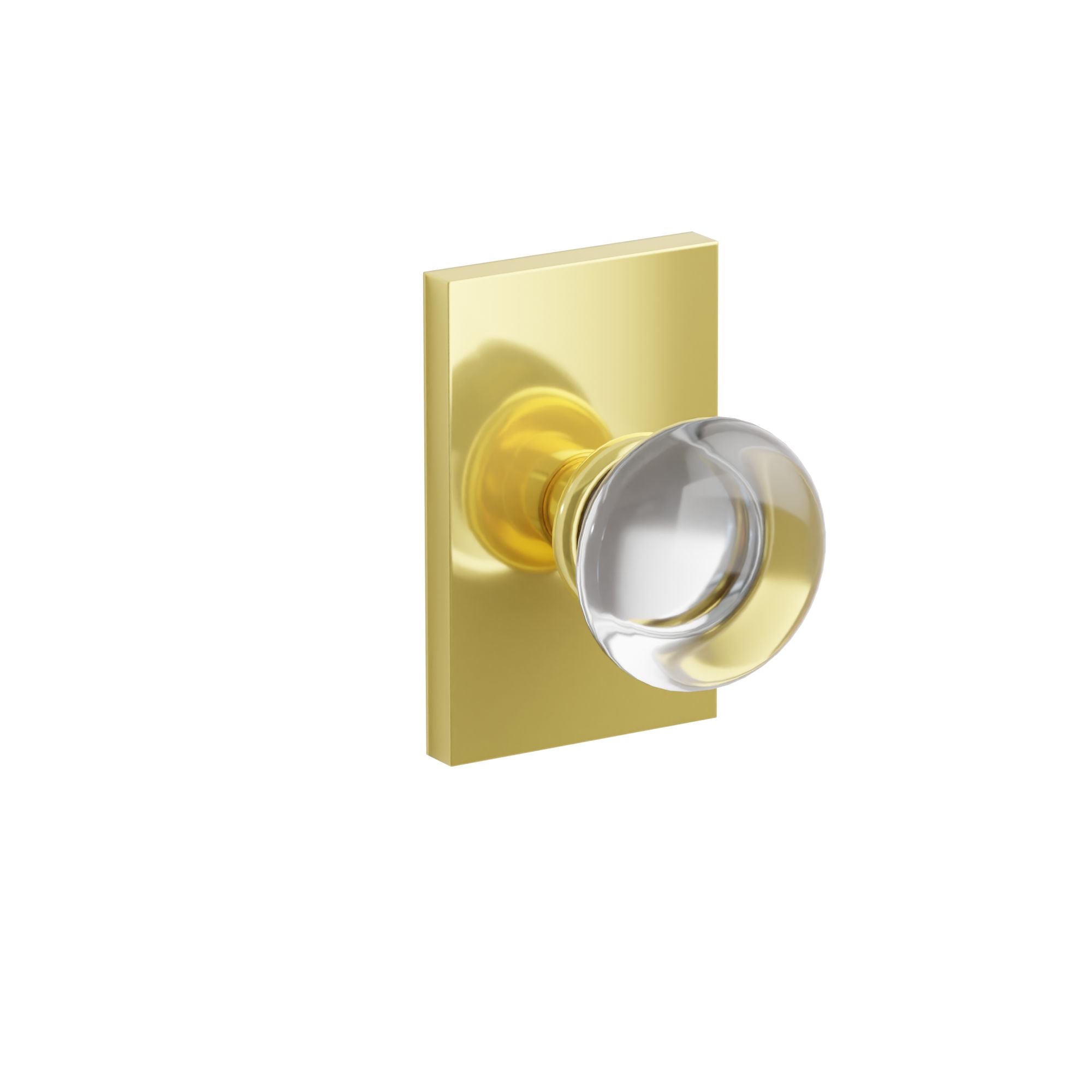 Emtek Providence Glass Knob Set with Modern Rectangular Rosette