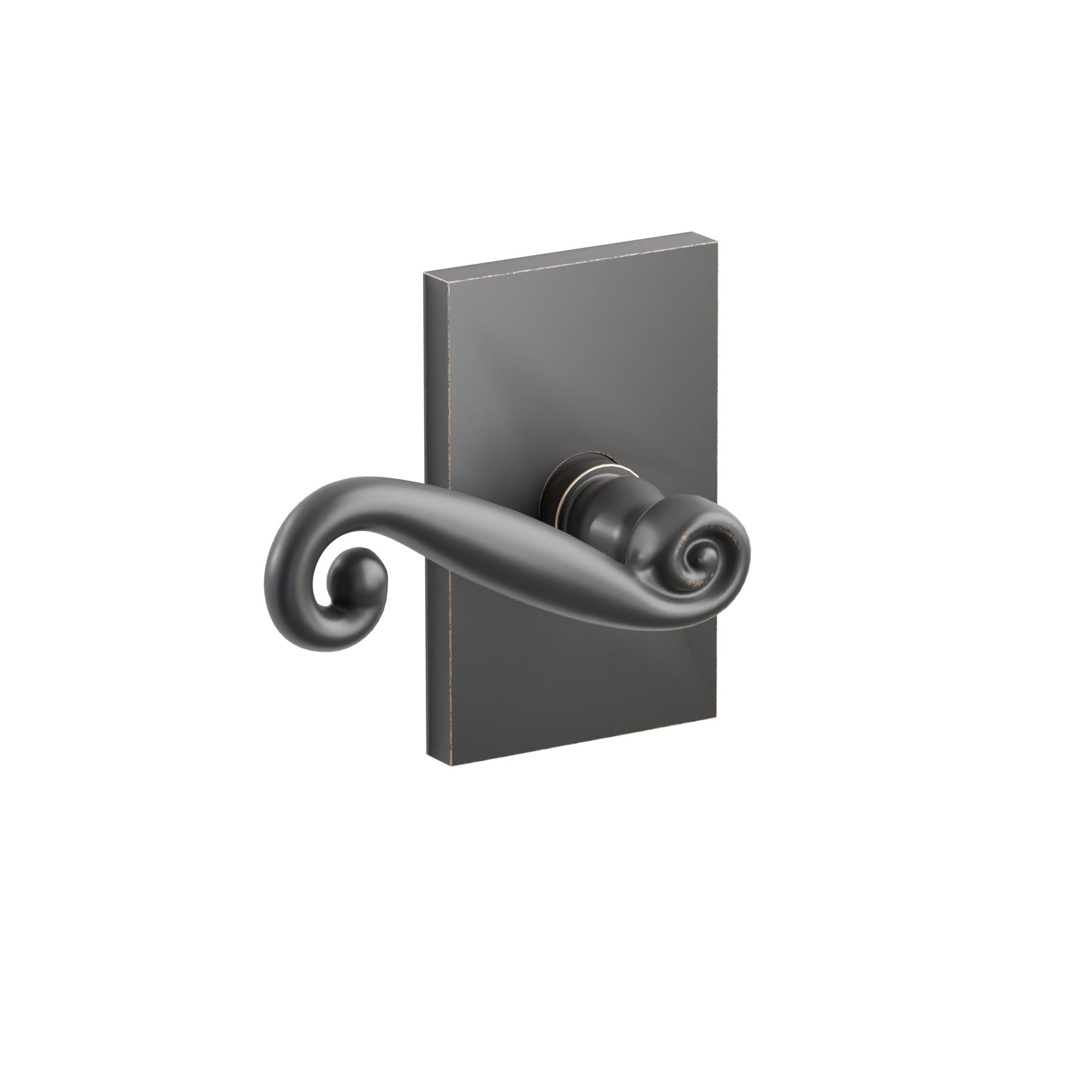 Emtek Concealed Fastener Rustic Lever Set With Modern Rectangular Rosette