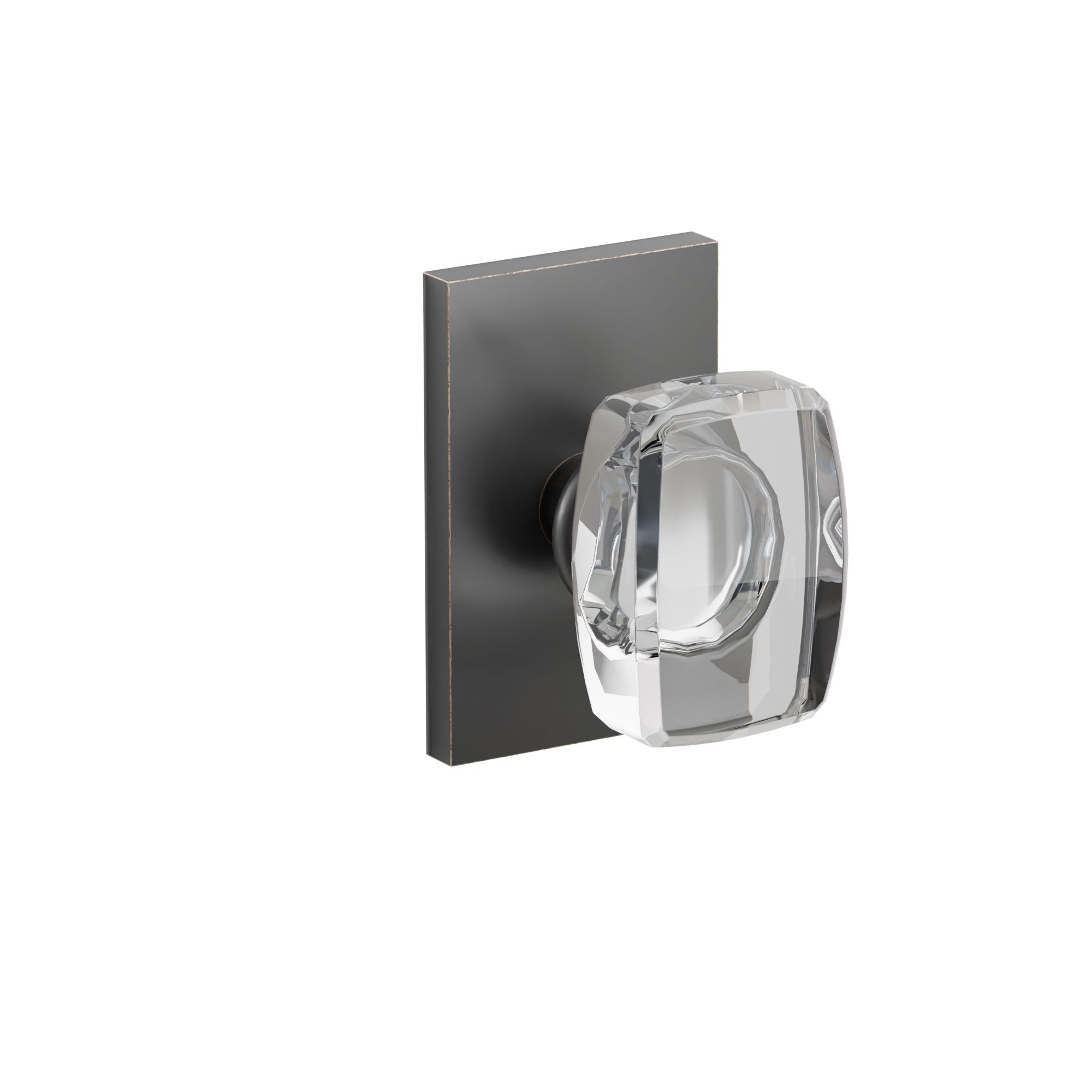 Emtek Concealed Fastener Windsor Glass Knob Set With Modern Rectangular Rosette