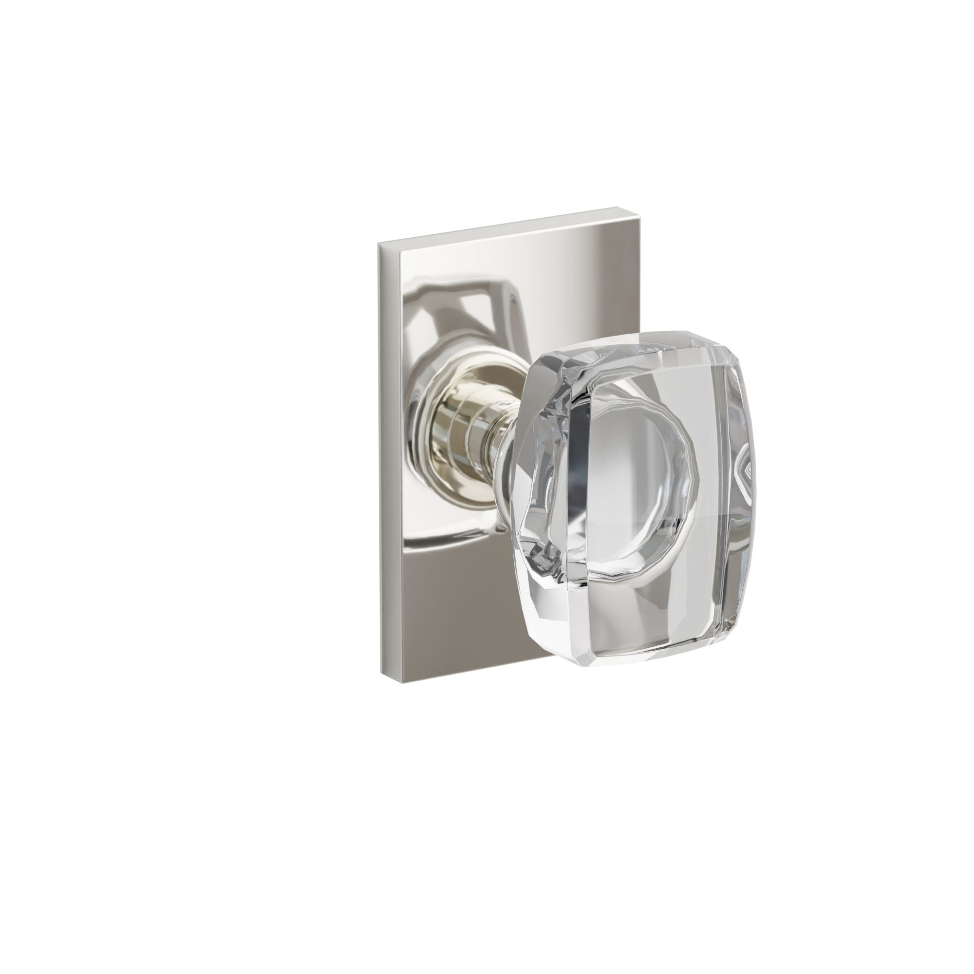Emtek Concealed Fastener Windsor Glass Knob Set With Modern Rectangular Rosette