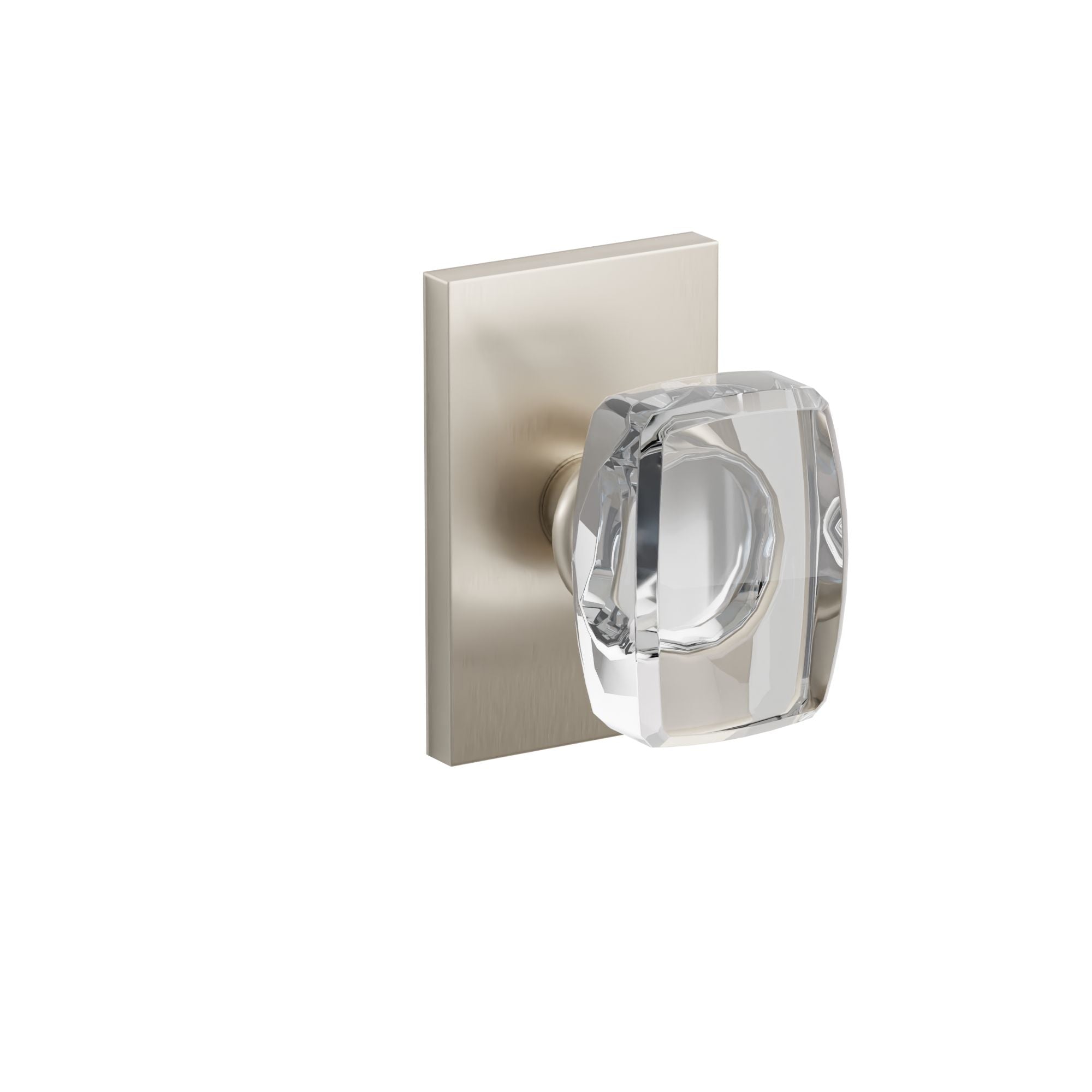 Emtek Concealed Fastener Windsor Glass Knob Set With Modern Rectangular Rosette