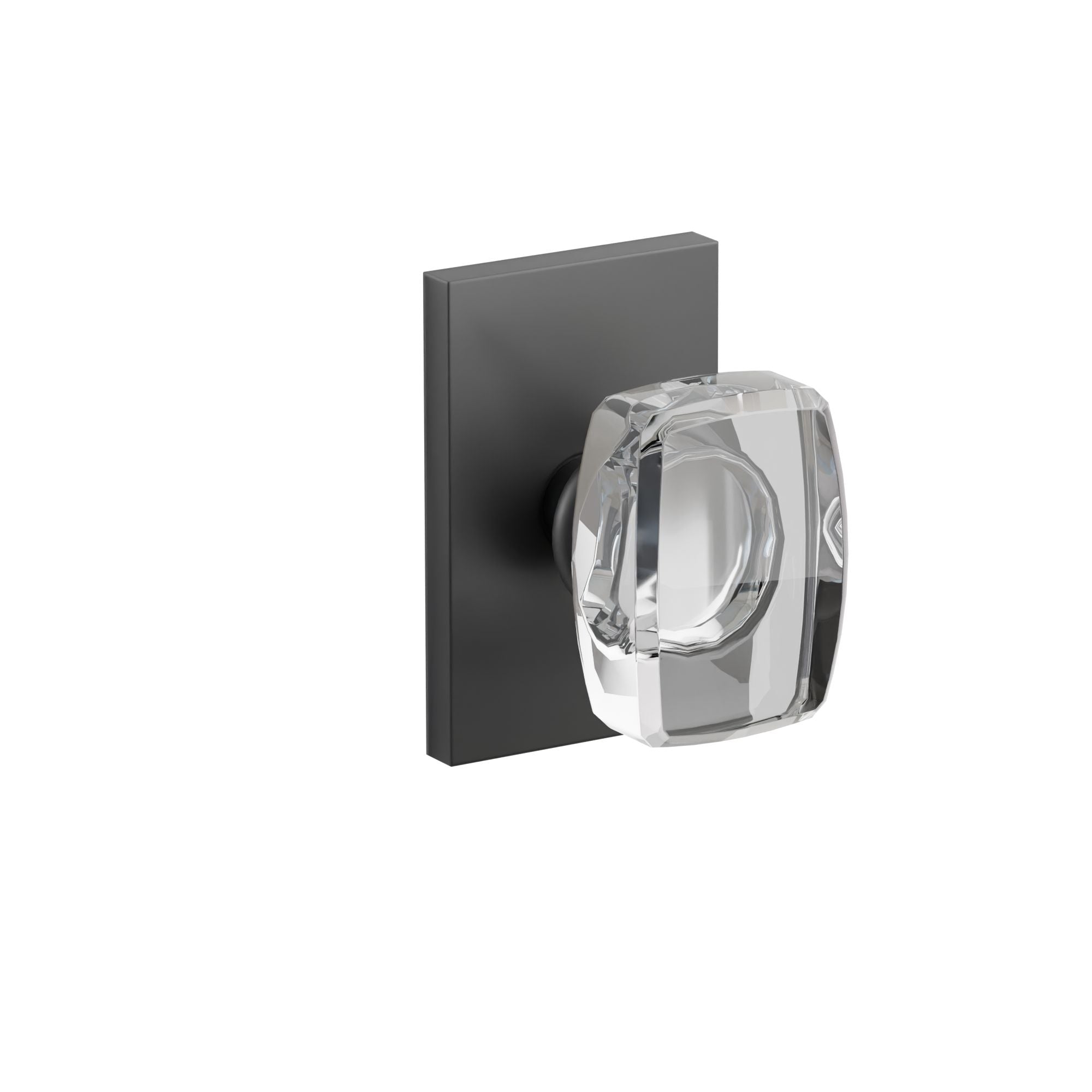 Emtek Concealed Fastener Windsor Glass Knob Set With Modern Rectangular Rosette