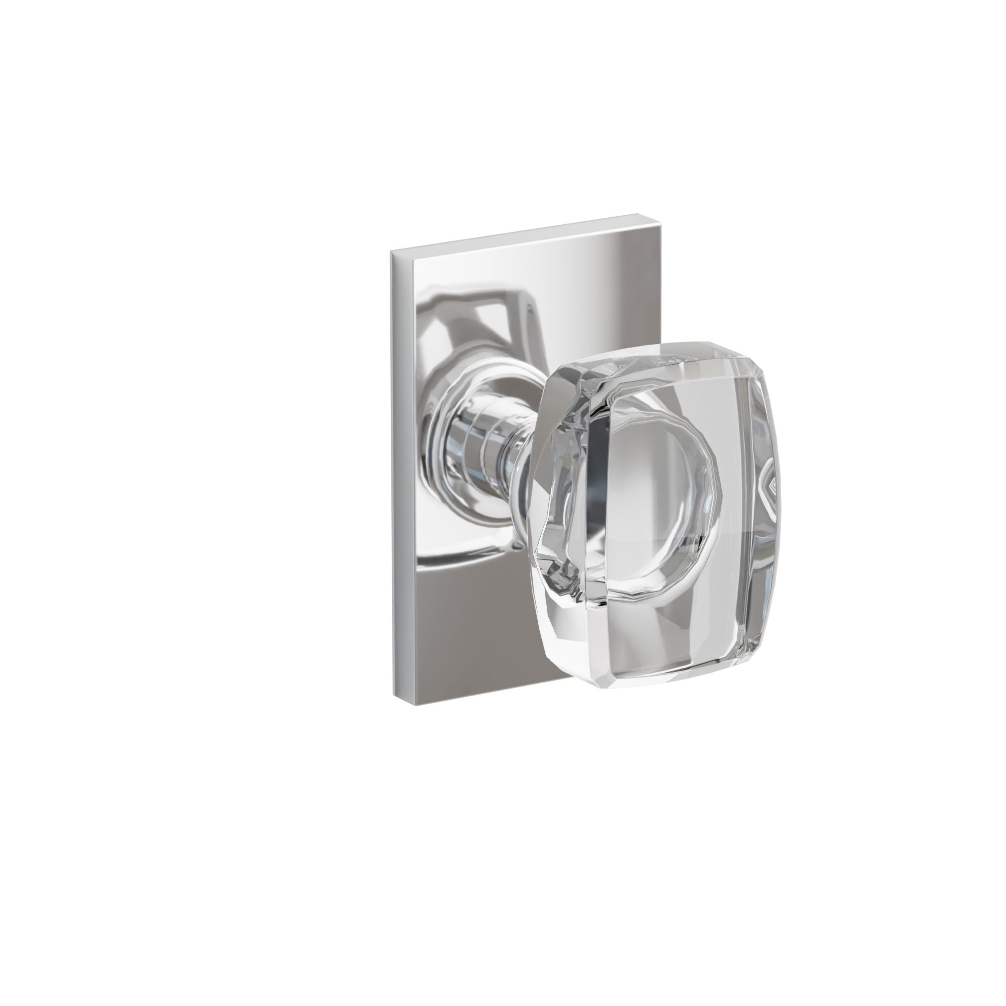Emtek Concealed Fastener Windsor Glass Knob Set With Modern Rectangular Rosette