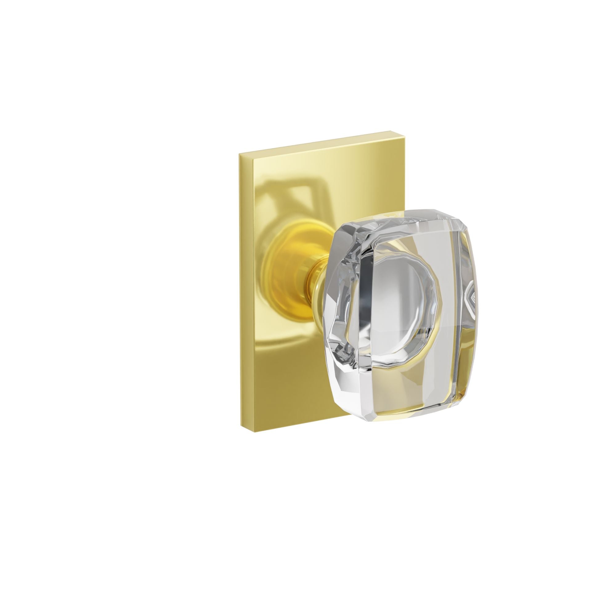 Emtek Concealed Fastener Windsor Glass Knob Set With Modern Rectangular Rosette