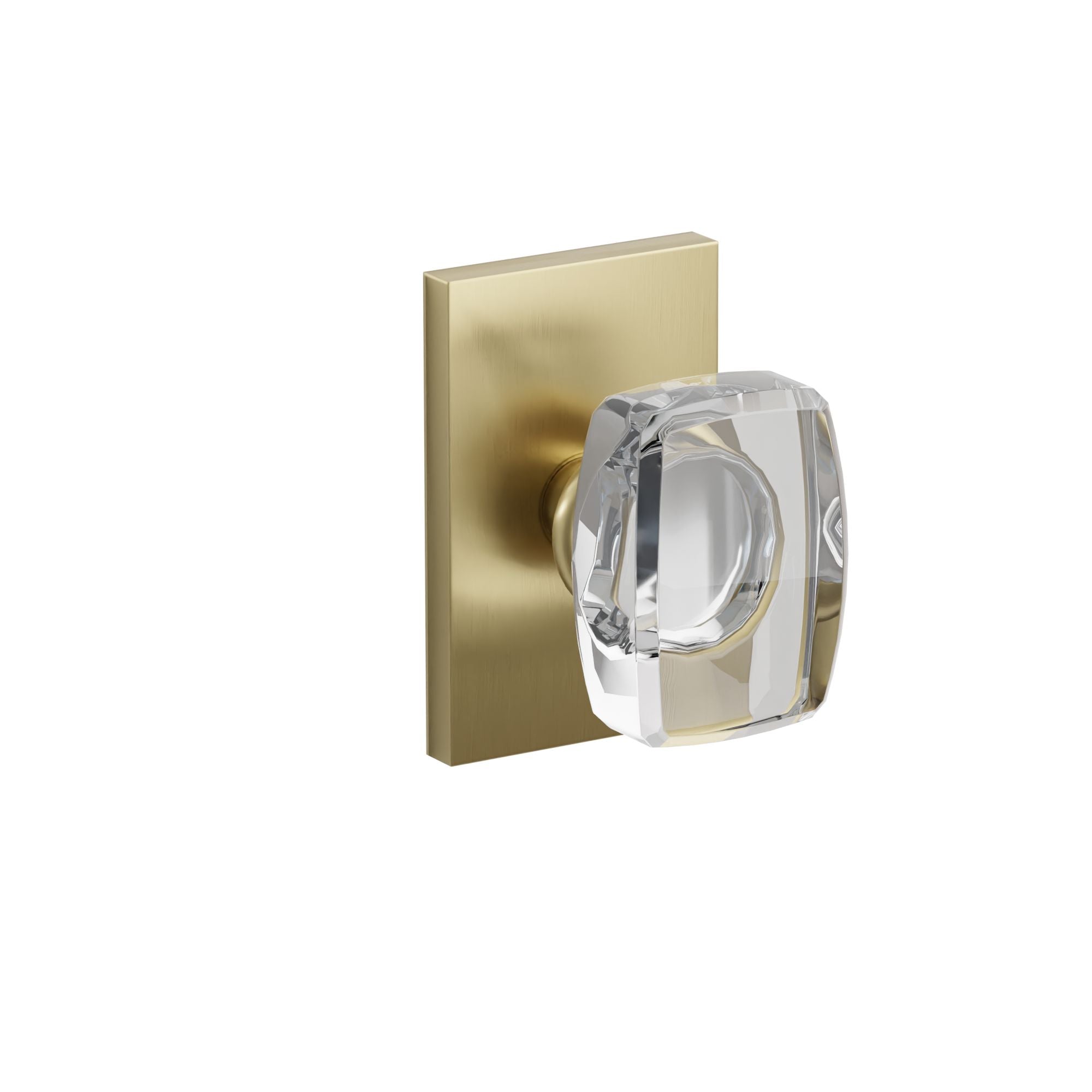 Emtek Concealed Fastener Windsor Glass Knob Set With Modern Rectangular Rosette