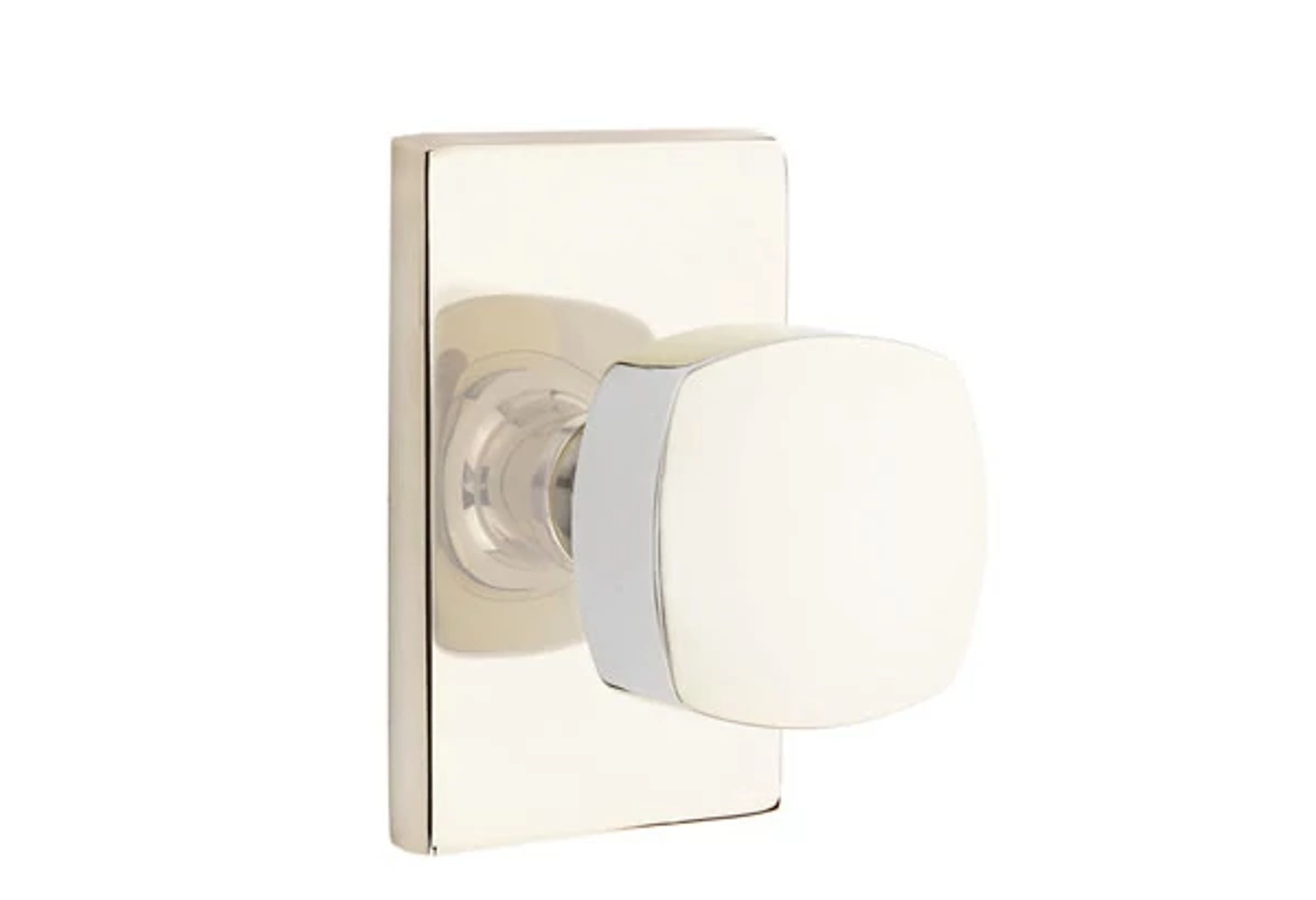 Emtek Concealed Fastener Freestone Knob Set with Modern Rectangular Rosette