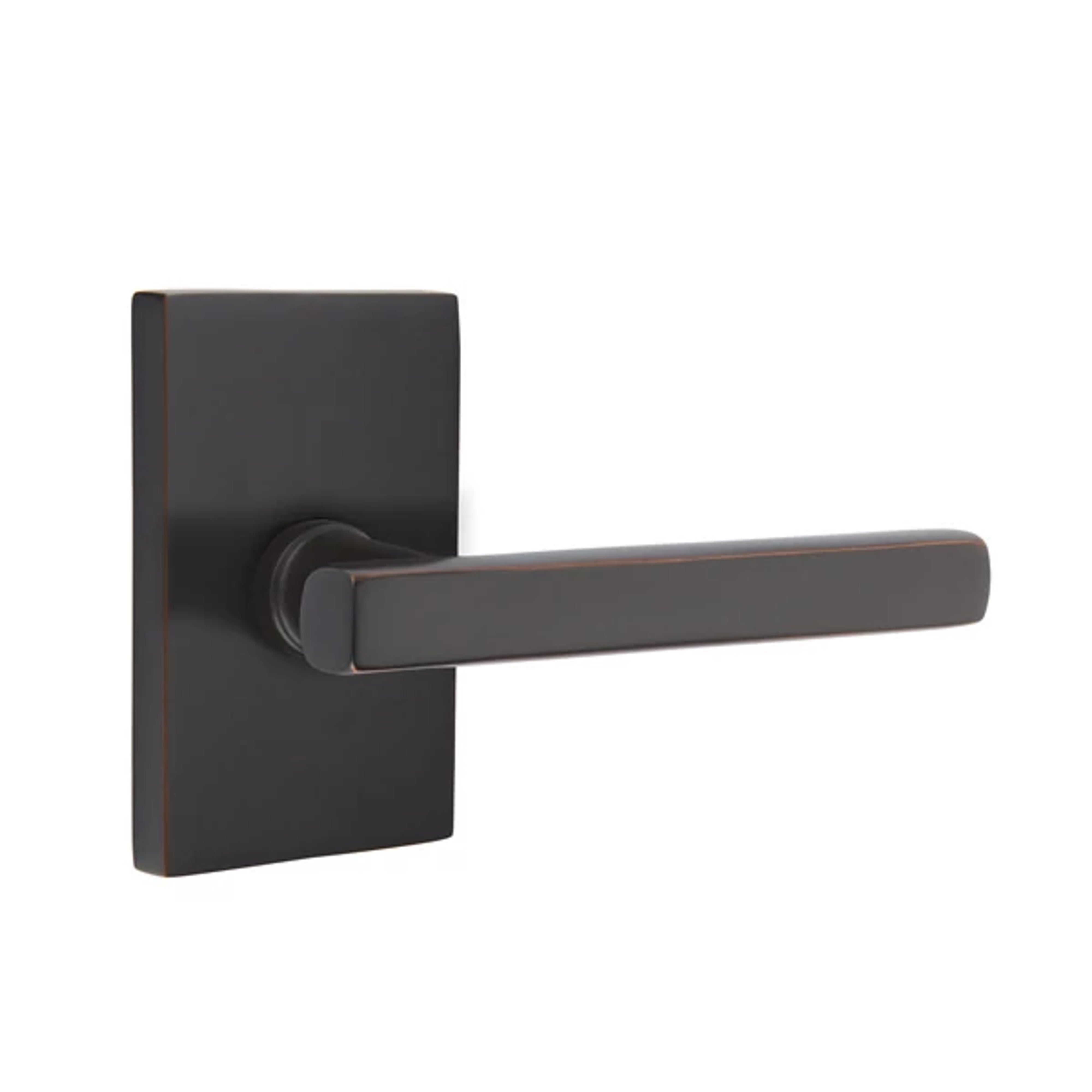 Emtek Concealed Fastener Freestone Lever Set with Modern Rectangular Rosette
