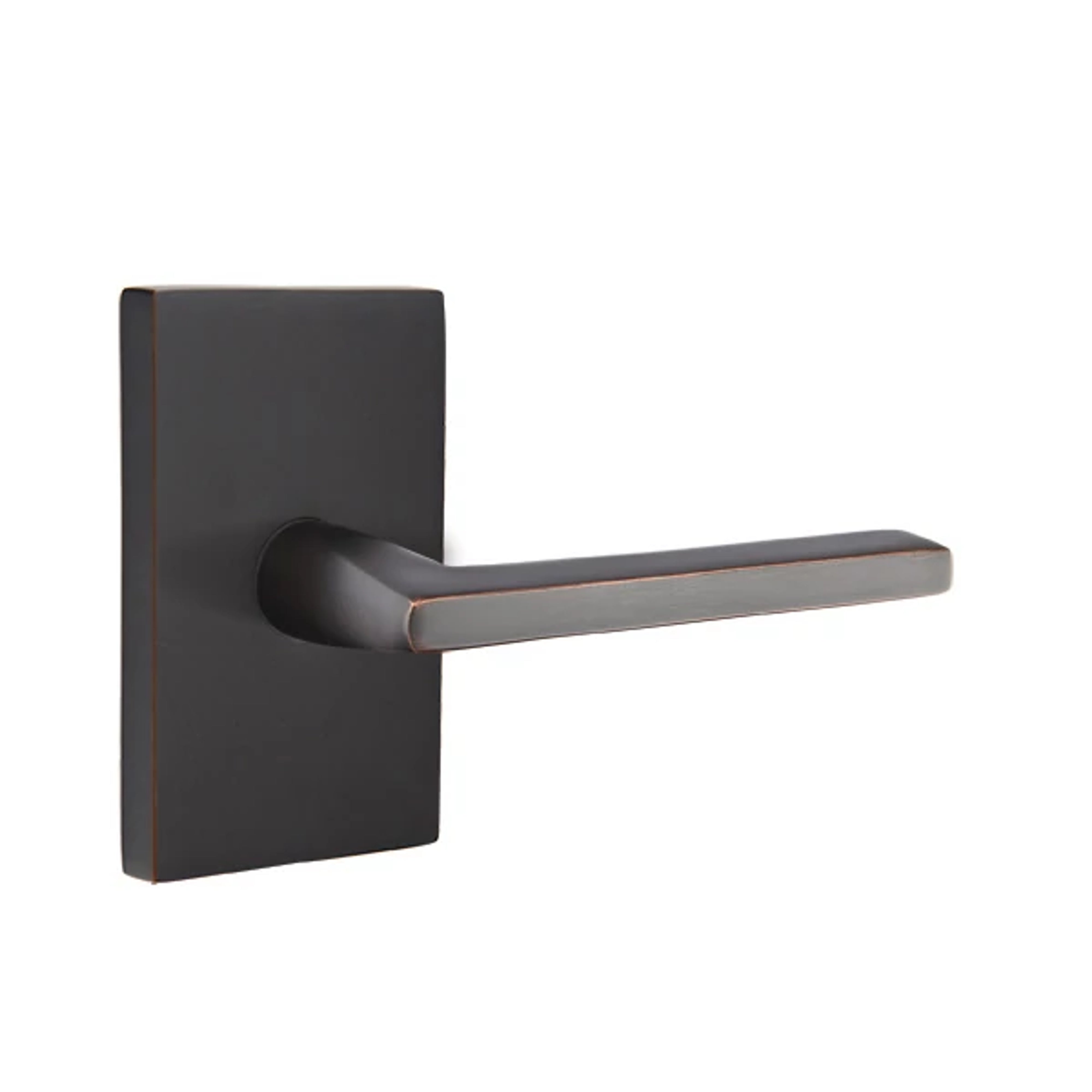 Emtek Concealed Fastener Helios Lever Set with Modern Rectangular Rosette