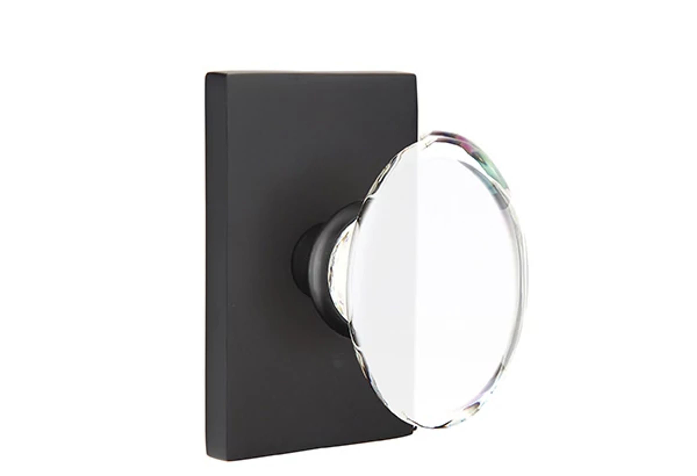 Emtek Hampton Glass Knob Set with Modern Rectangular Rosette