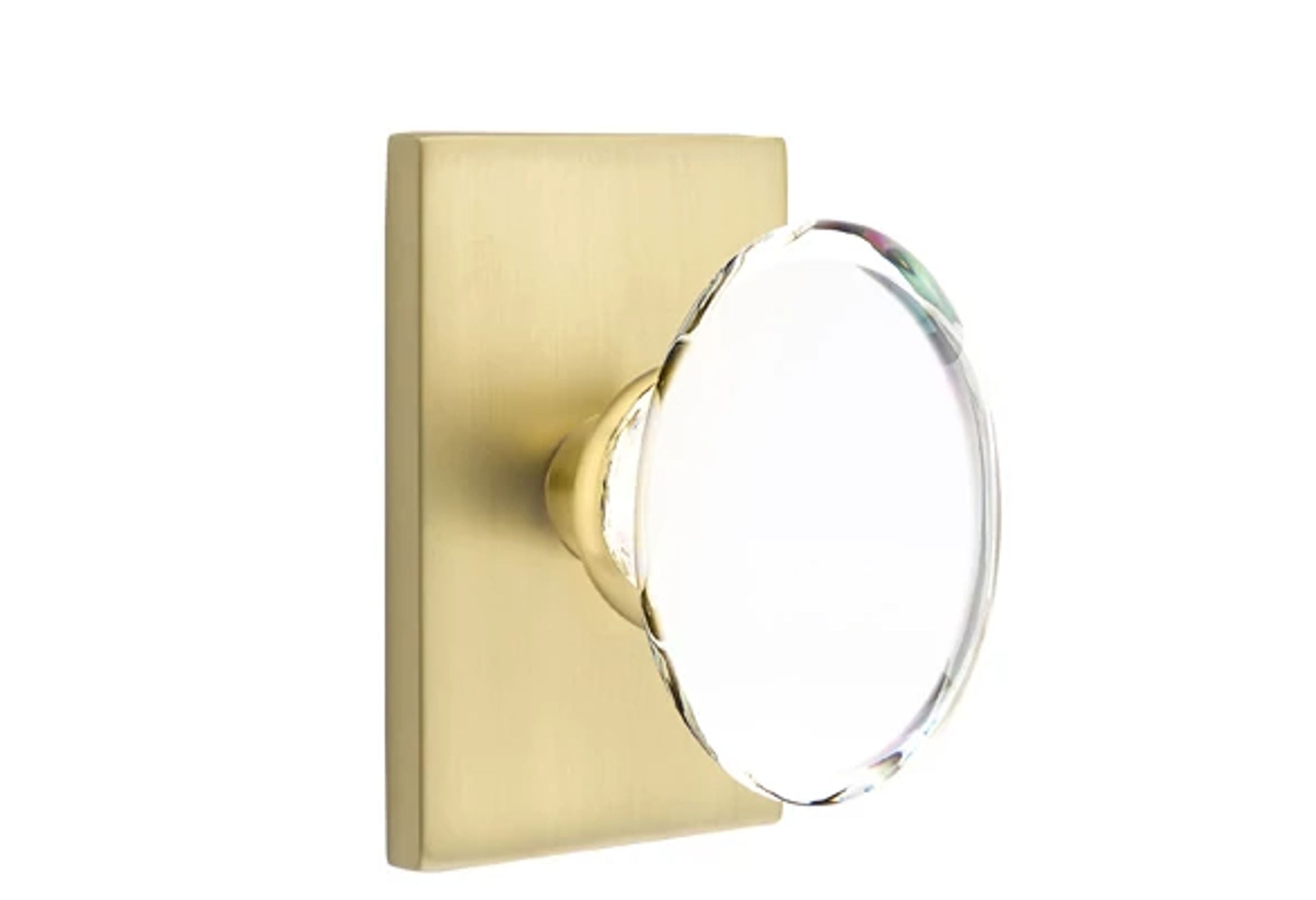 Emtek Concealed Fastener Hampton Glass Knob Set with Modern Rectangular Rosette