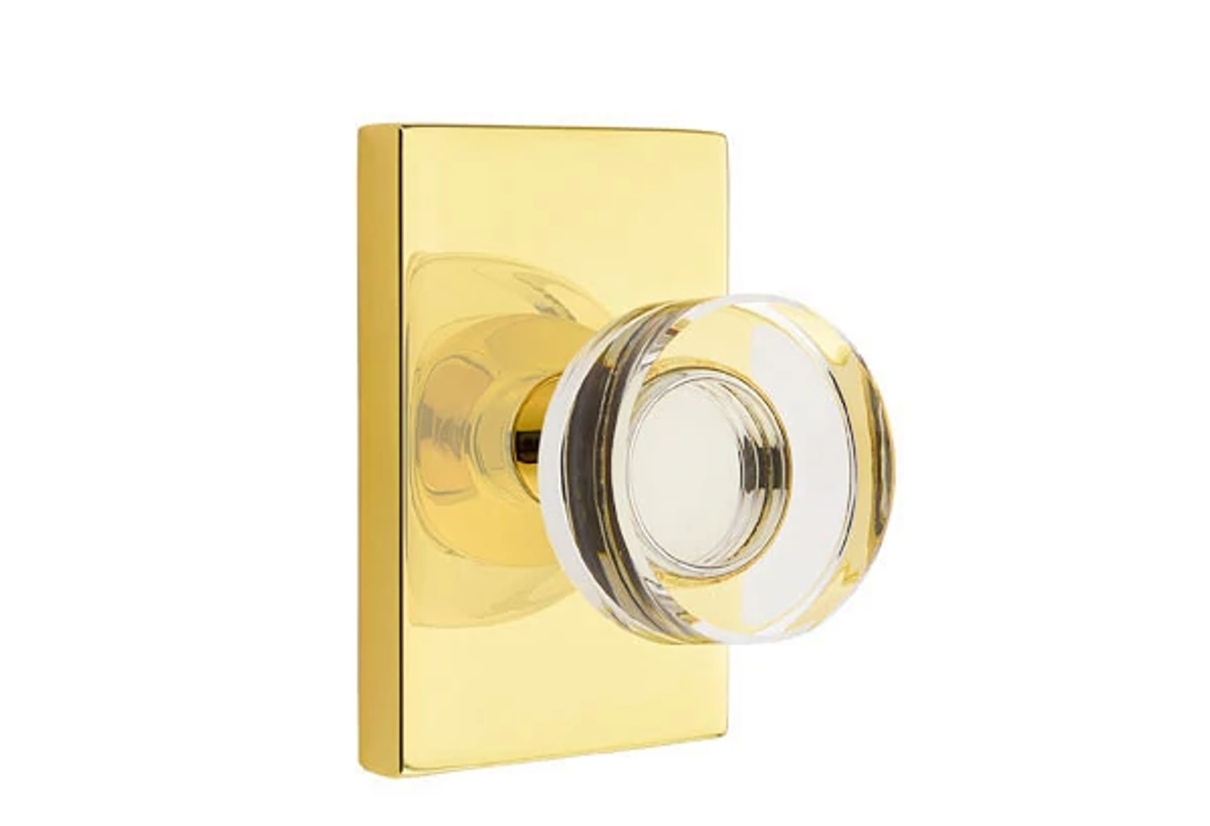 Emtek Modern Disc Glass Knob Set with Modern Rectangular Rosette