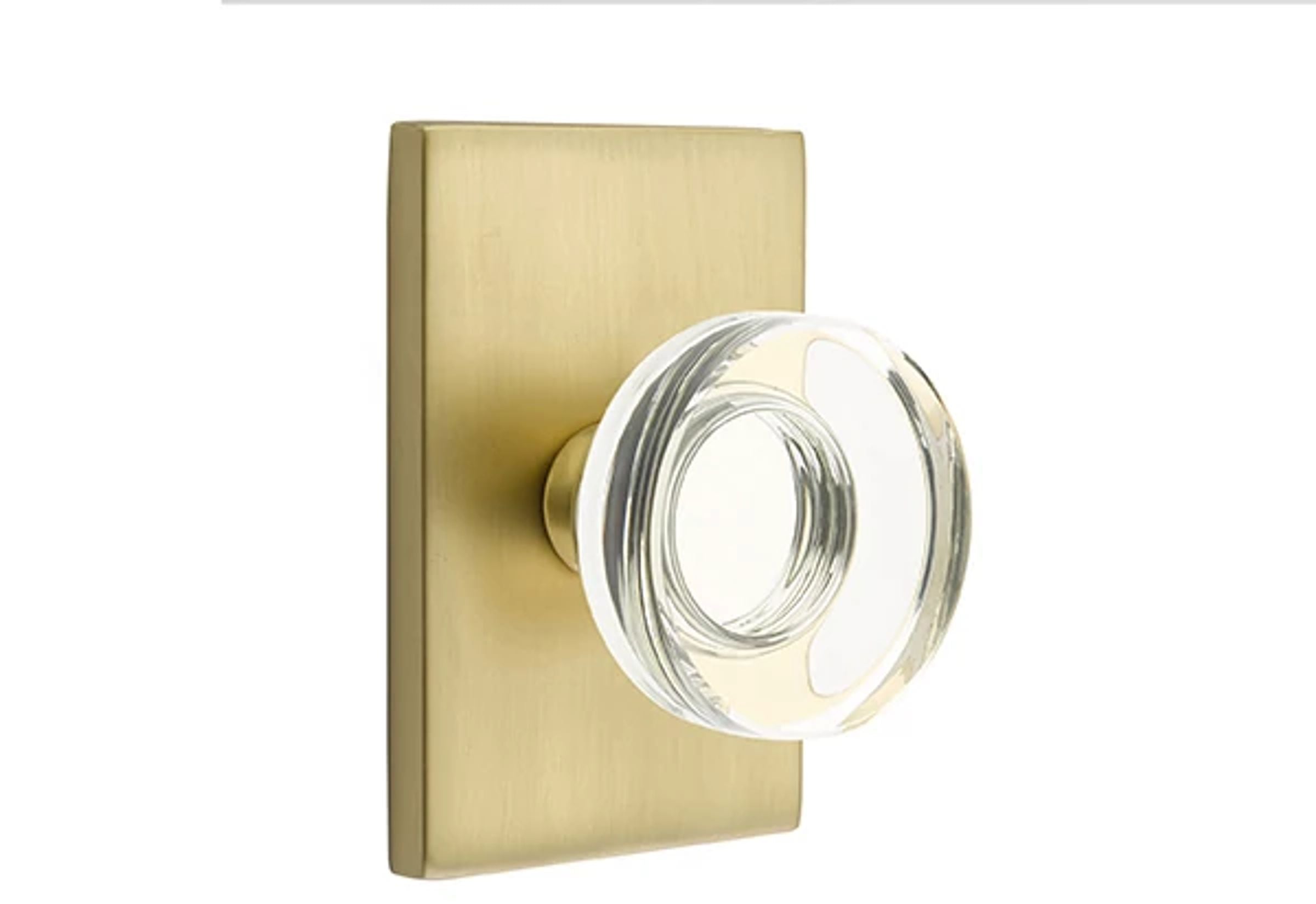 Emtek Modern Disc Glass Knob Set with Modern Rectangular Rosette