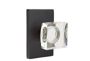 Emtek Concealed Fastener Modern Square Glass Knob Set with Modern Rectangular Rosette