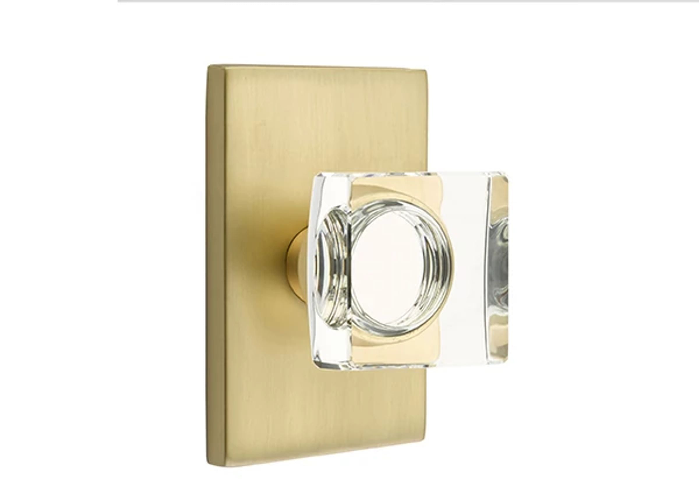 Emtek Concealed Fastener Modern Square Glass Knob Set with Modern Rectangular Rosette