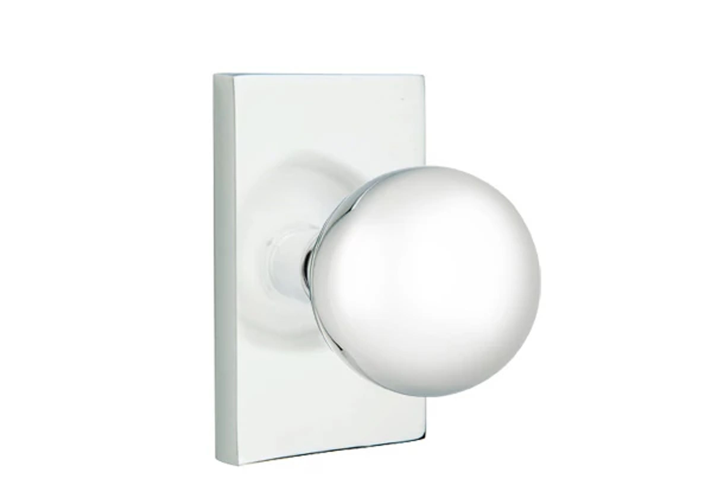 Emtek Orb Knob Set with Modern Rectangular Rosette