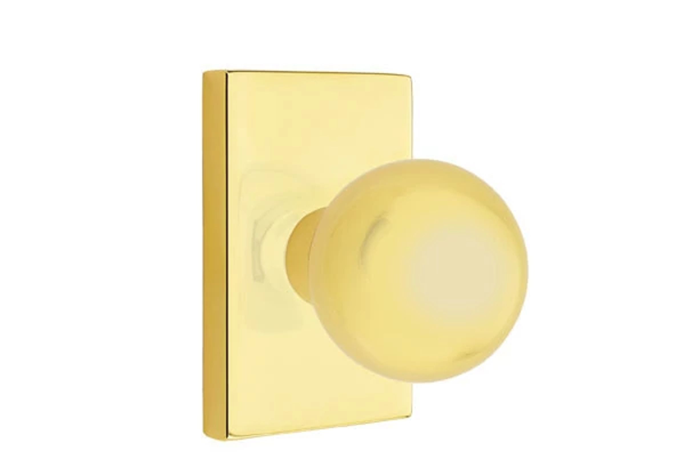 Emtek Orb Knob Set with Modern Rectangular Rosette