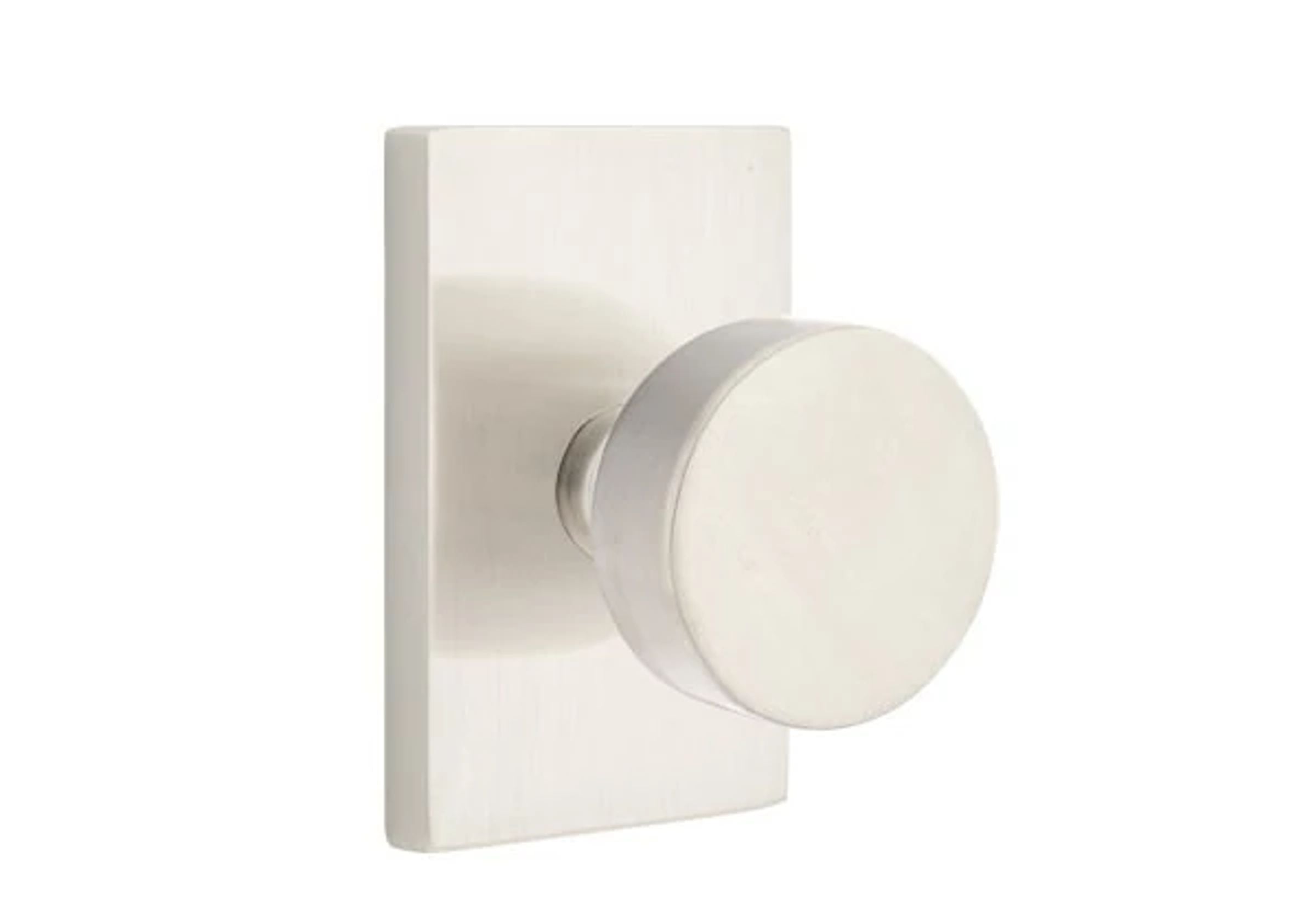 Emtek Concealed Fastener Round Knob Set with Modern Rectangular Rosette