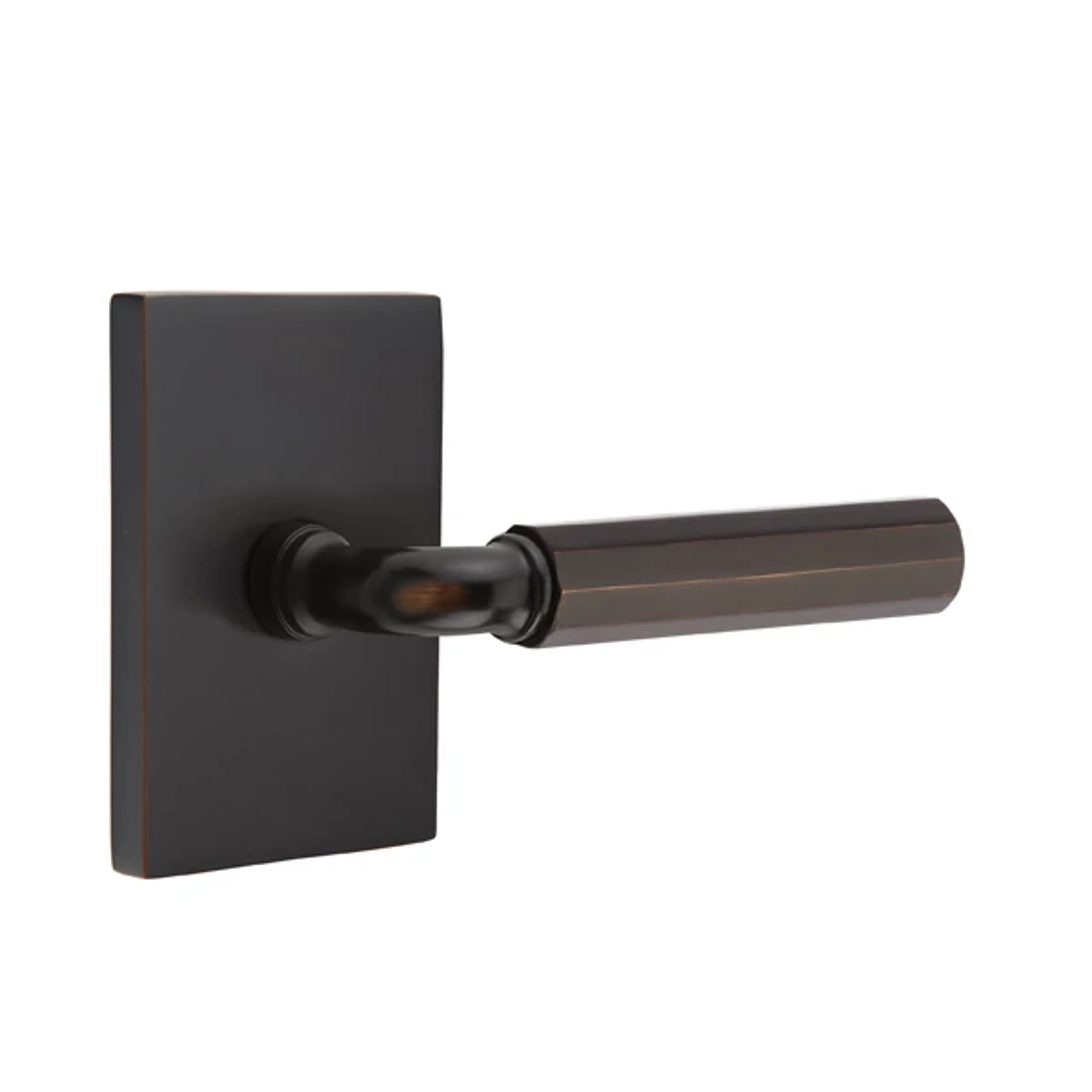Emtek Select R-Bar Faceted Lever Set with Modern Rectangular Rosette