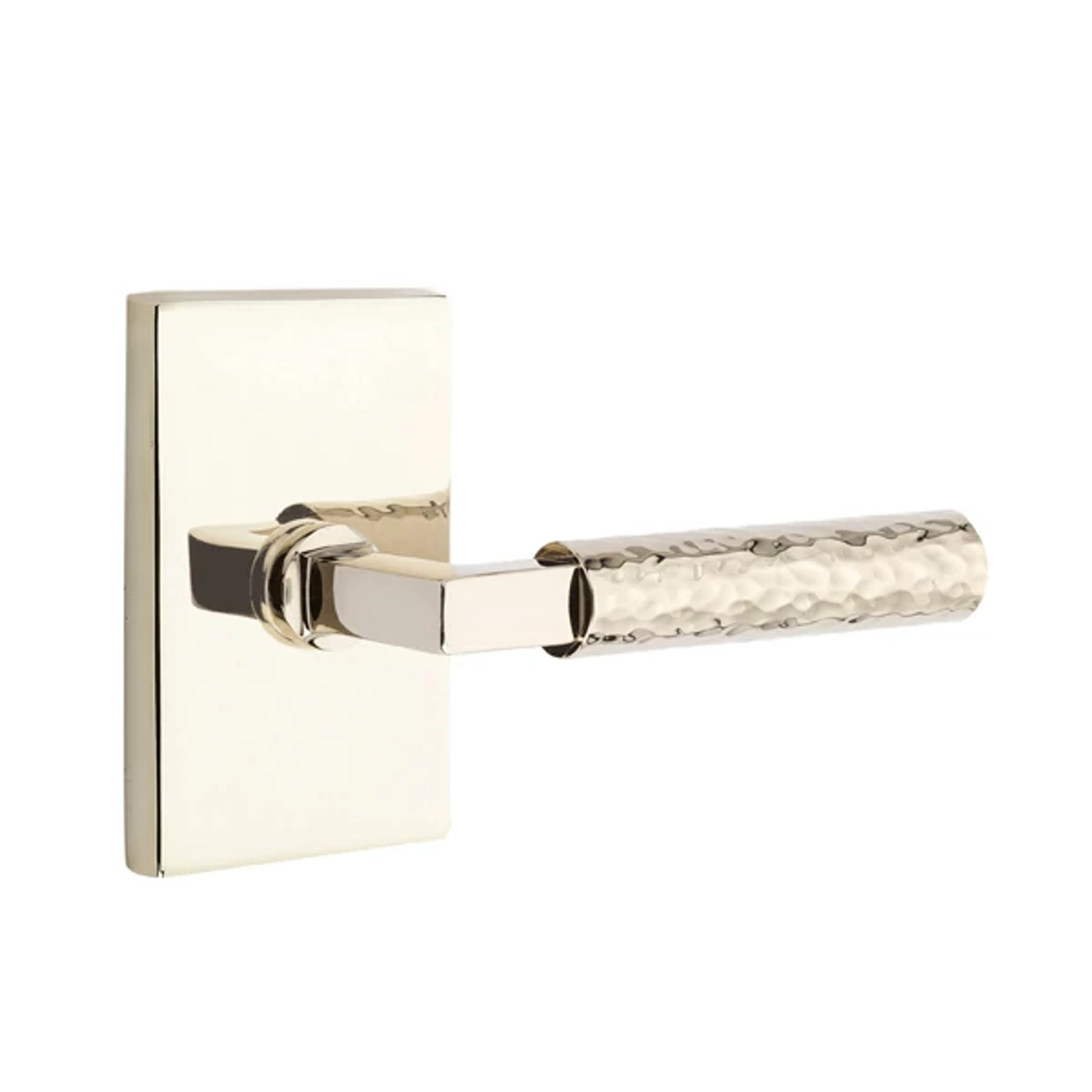 Emtek Select L-Square Hammered Lever Set with Modern Rectangular Rosette