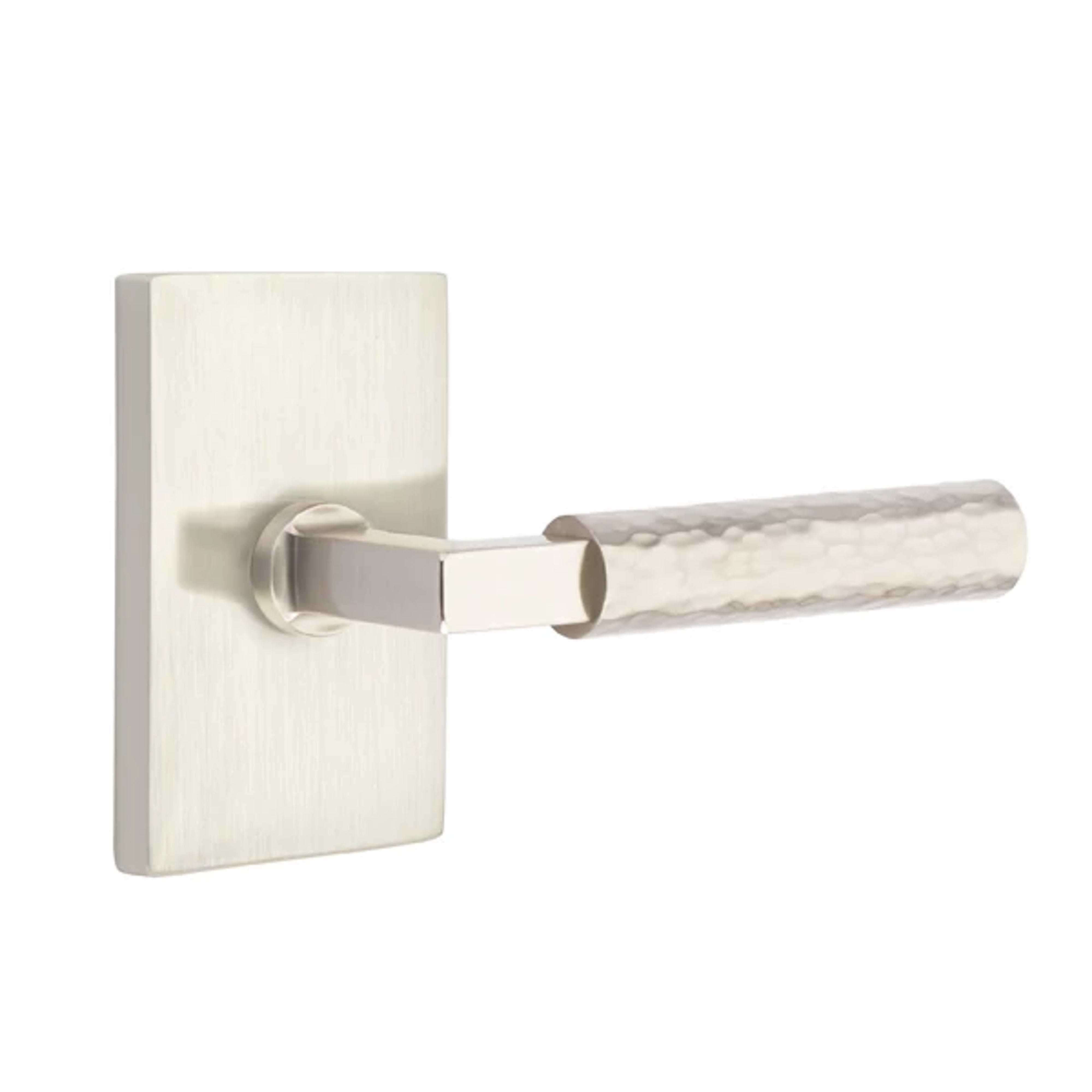 Emtek Select L-Square Hammered Lever Set with Modern Rectangular Rosette