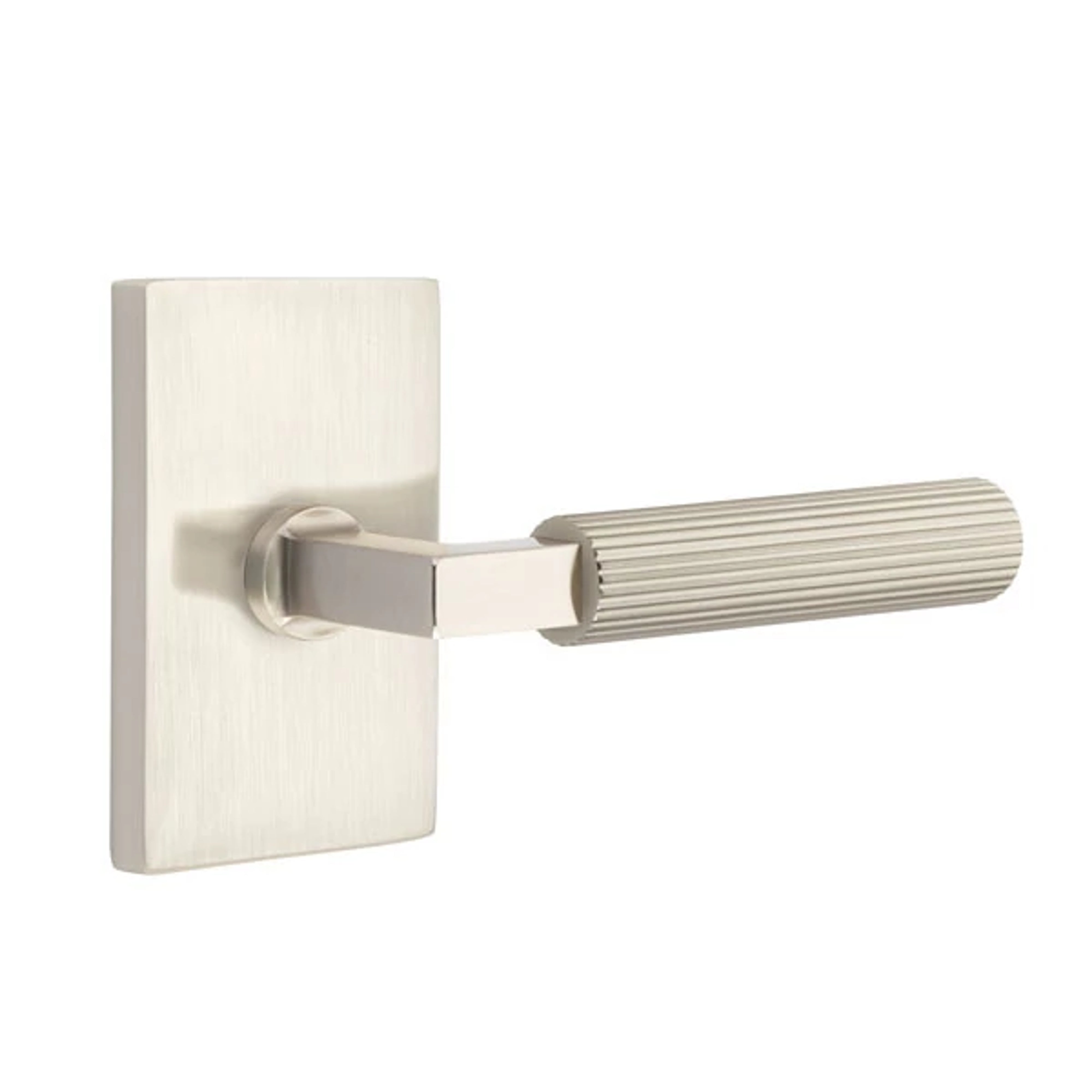 Emtek Select L-Square Straight Knurled Lever Set with Modern Rectangular Rosette