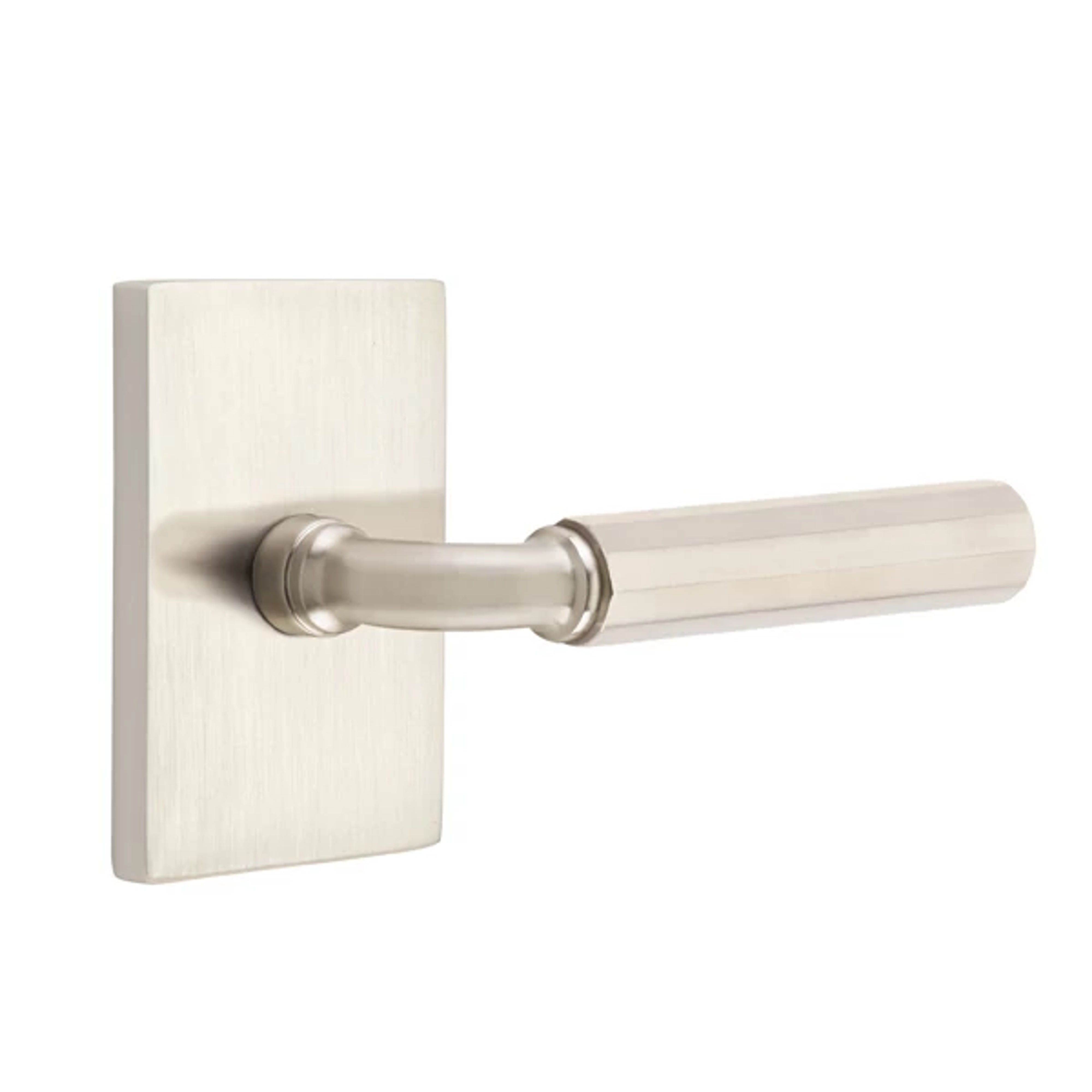 Emtek Select R-Bar Faceted Lever Set with Modern Rectangular Rosette