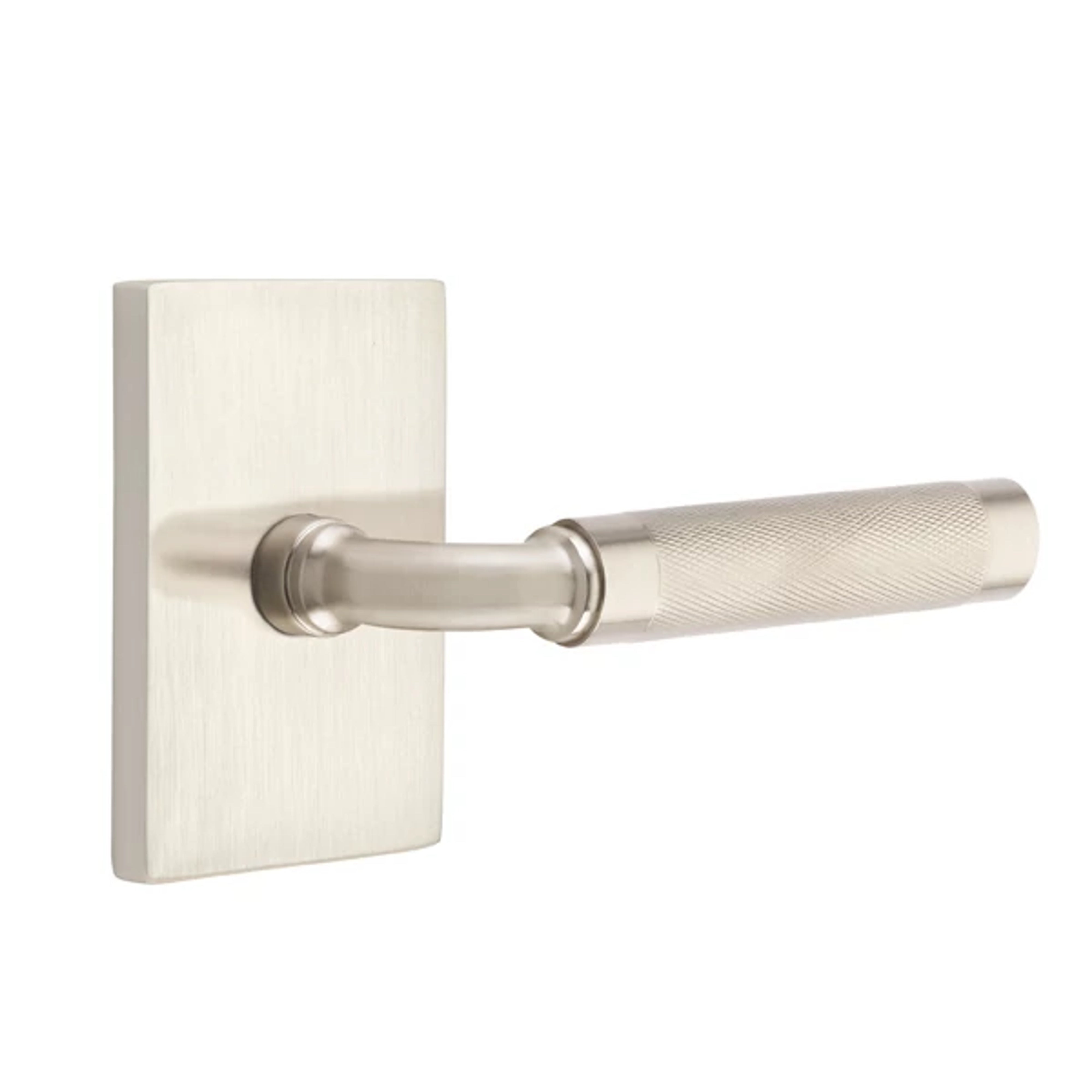 Emtek Select R-Bar Knurled Lever Set with Modern Rectangular Rosette