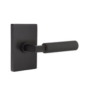 Emtek Select L-Square Straight Knurled Lever Set with Modern Rectangular Rosette