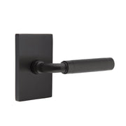 Emtek Select R-Bar Knurled Lever Set with Modern Rectangular Rosette