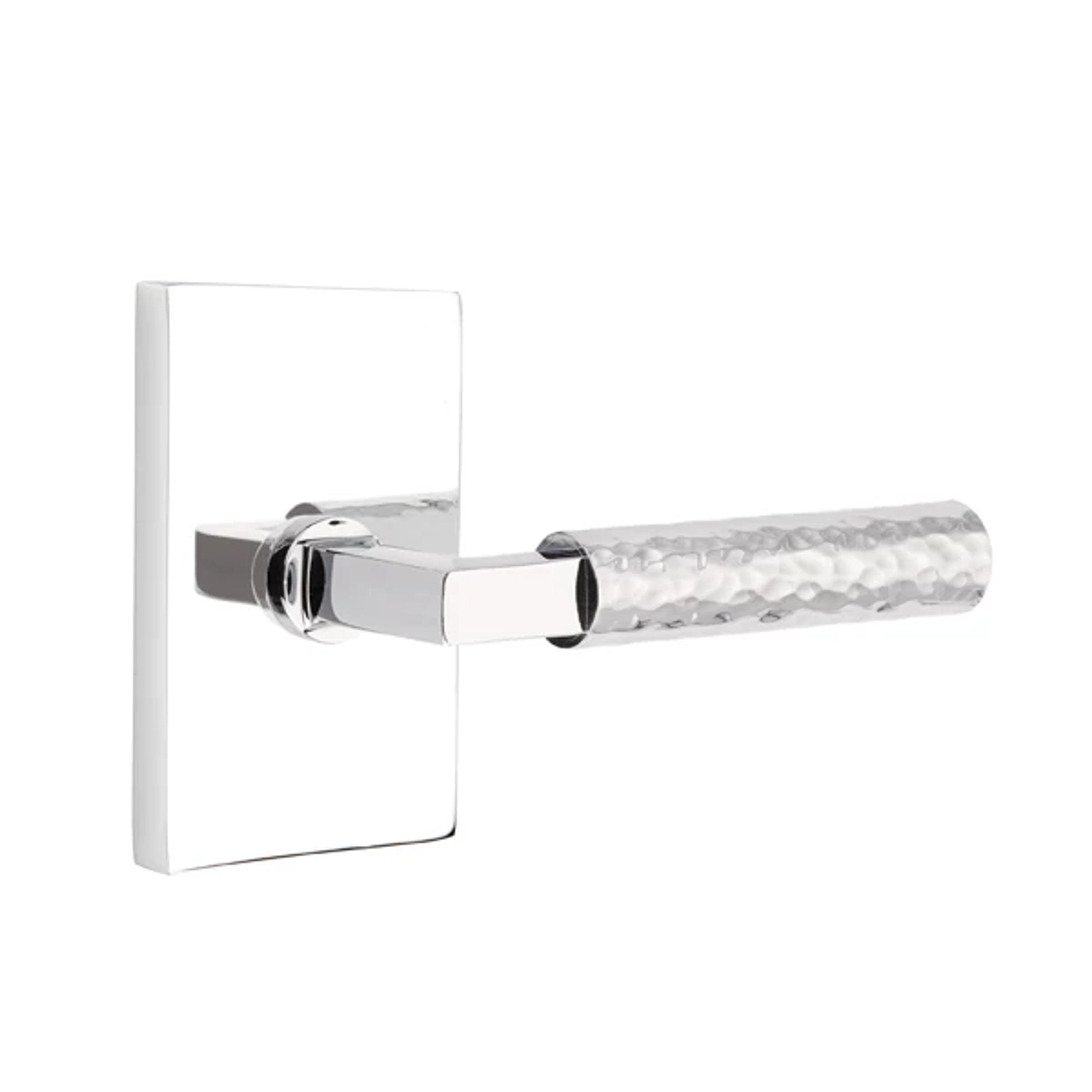 Emtek Select L-Square Hammered Lever Set with Modern Rectangular Rosette