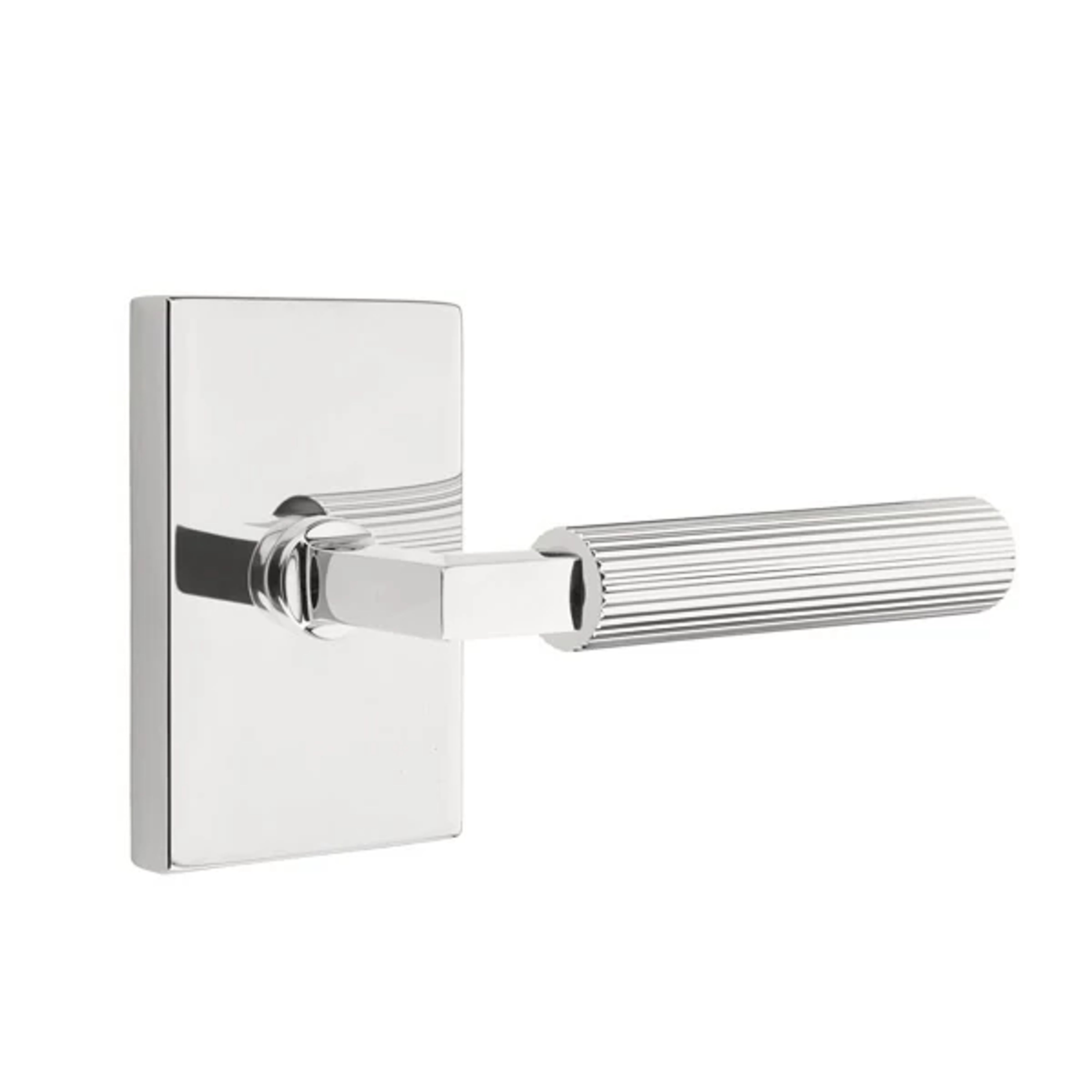 Emtek Select L-Square Straight Knurled Lever Set with Modern Rectangular Rosette