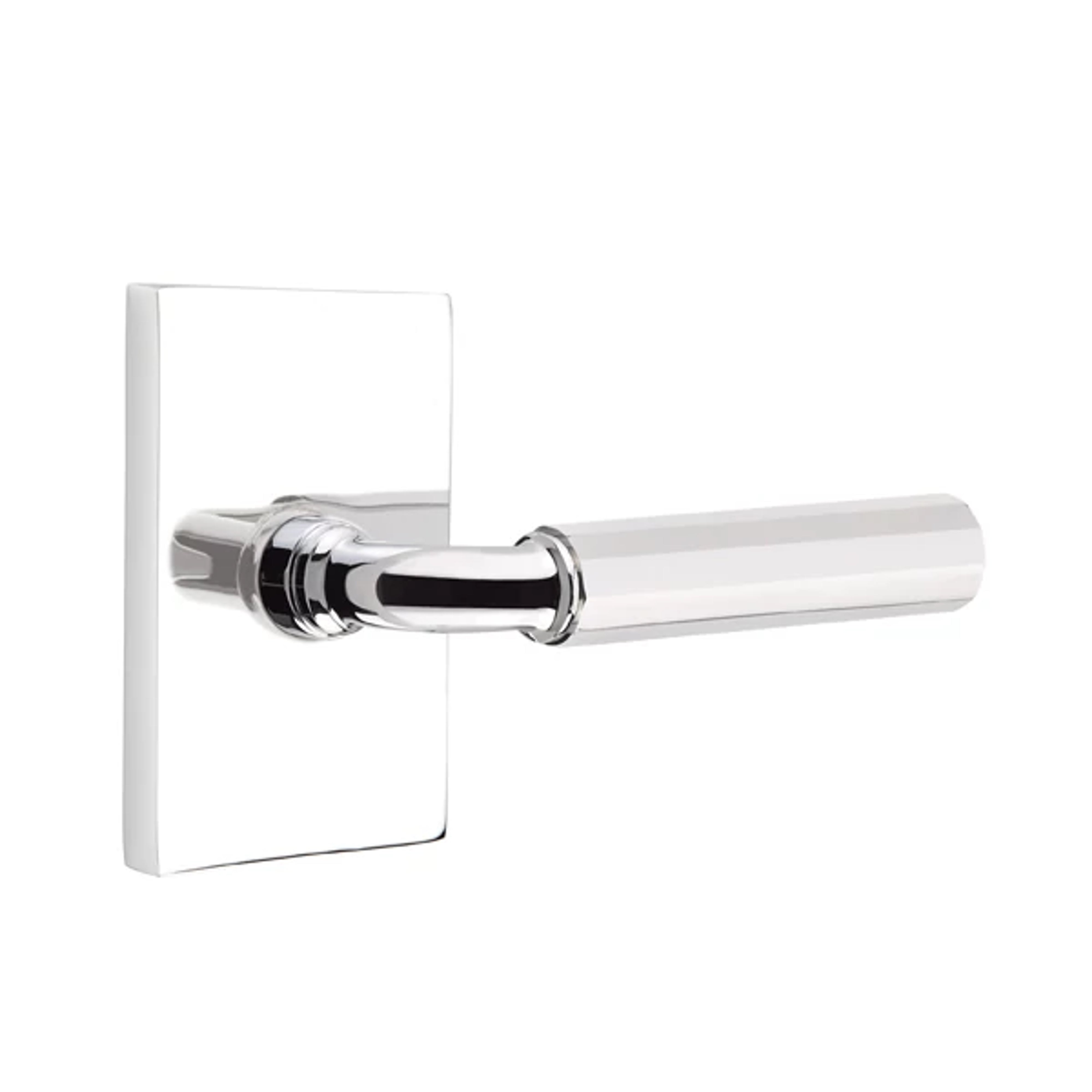 Emtek Select R-Bar Faceted Lever Set with Modern Rectangular Rosette