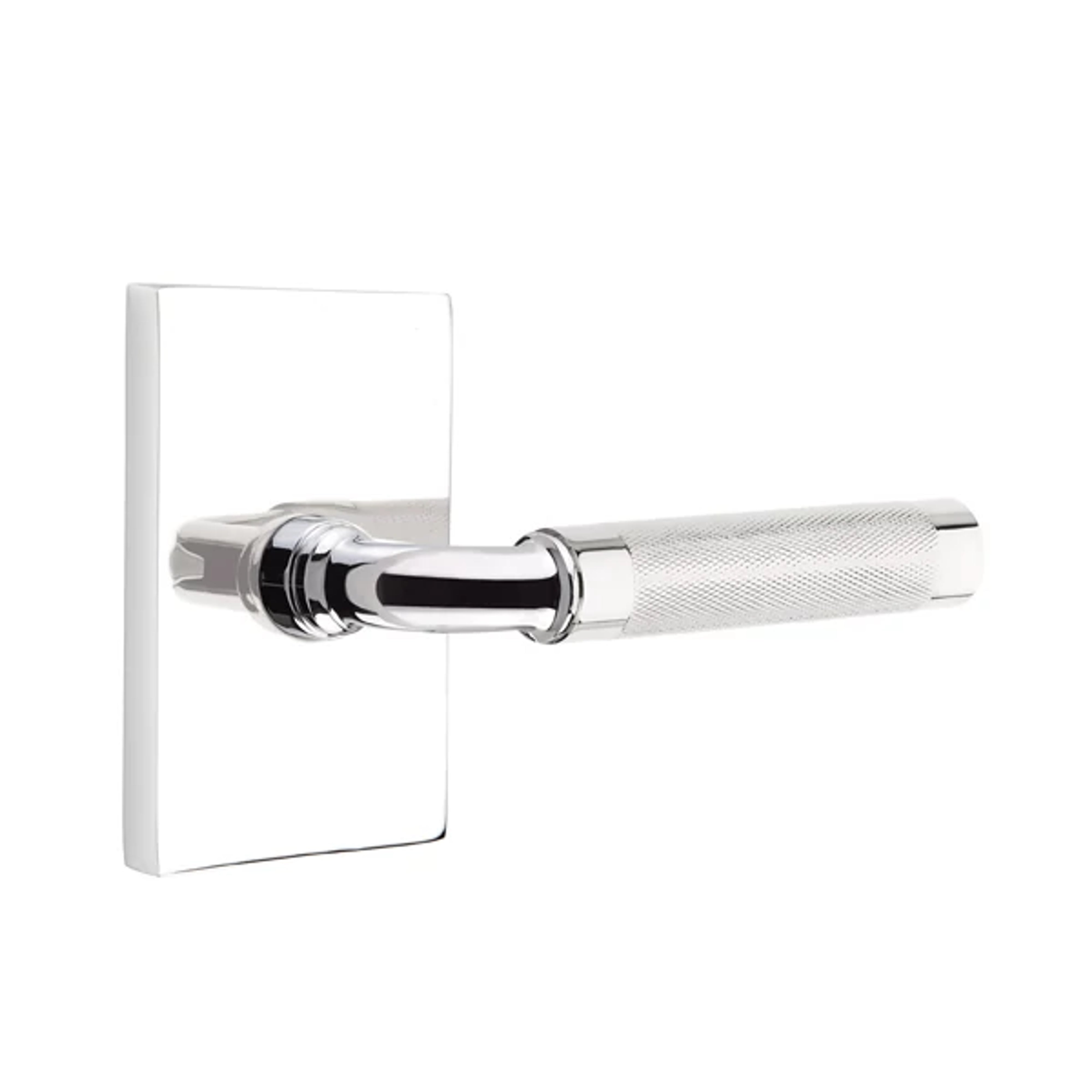 Emtek Select R-Bar Knurled Lever Set with Modern Rectangular Rosette