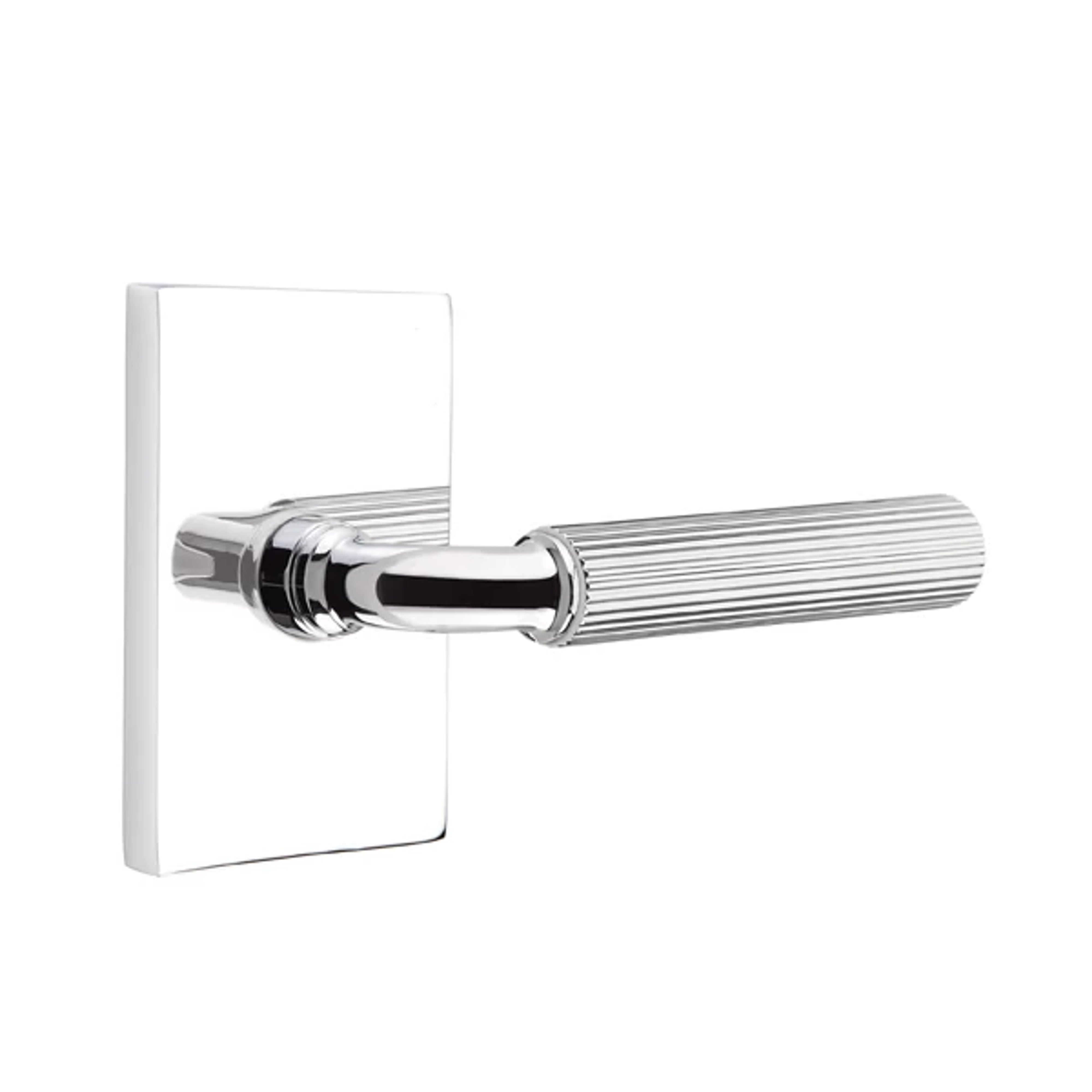 Emtek Select R-Bar Straight Knurled Lever Set with Modern Rectangular Rosette