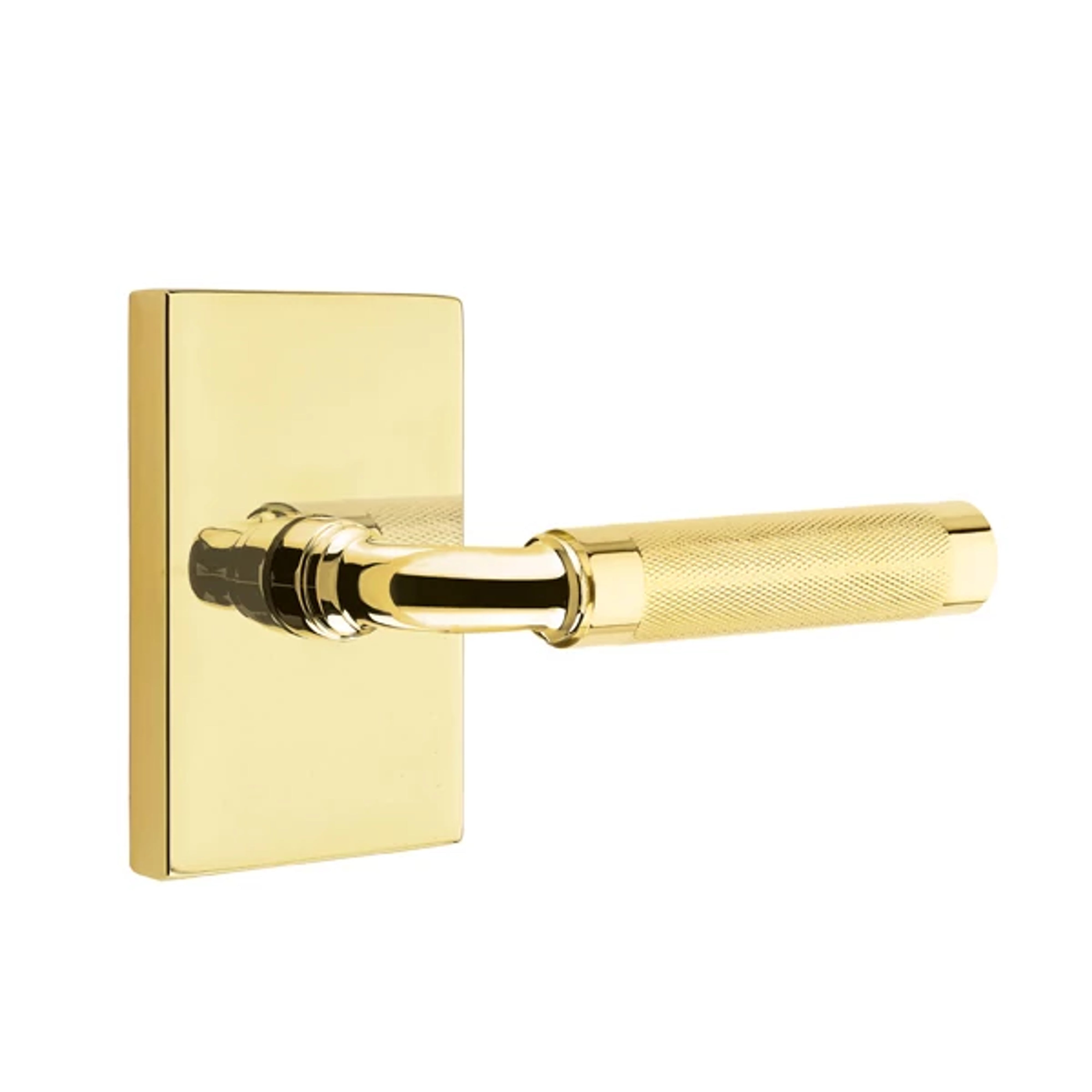 Emtek Select R-Bar Knurled Lever Set with Modern Rectangular Rosette
