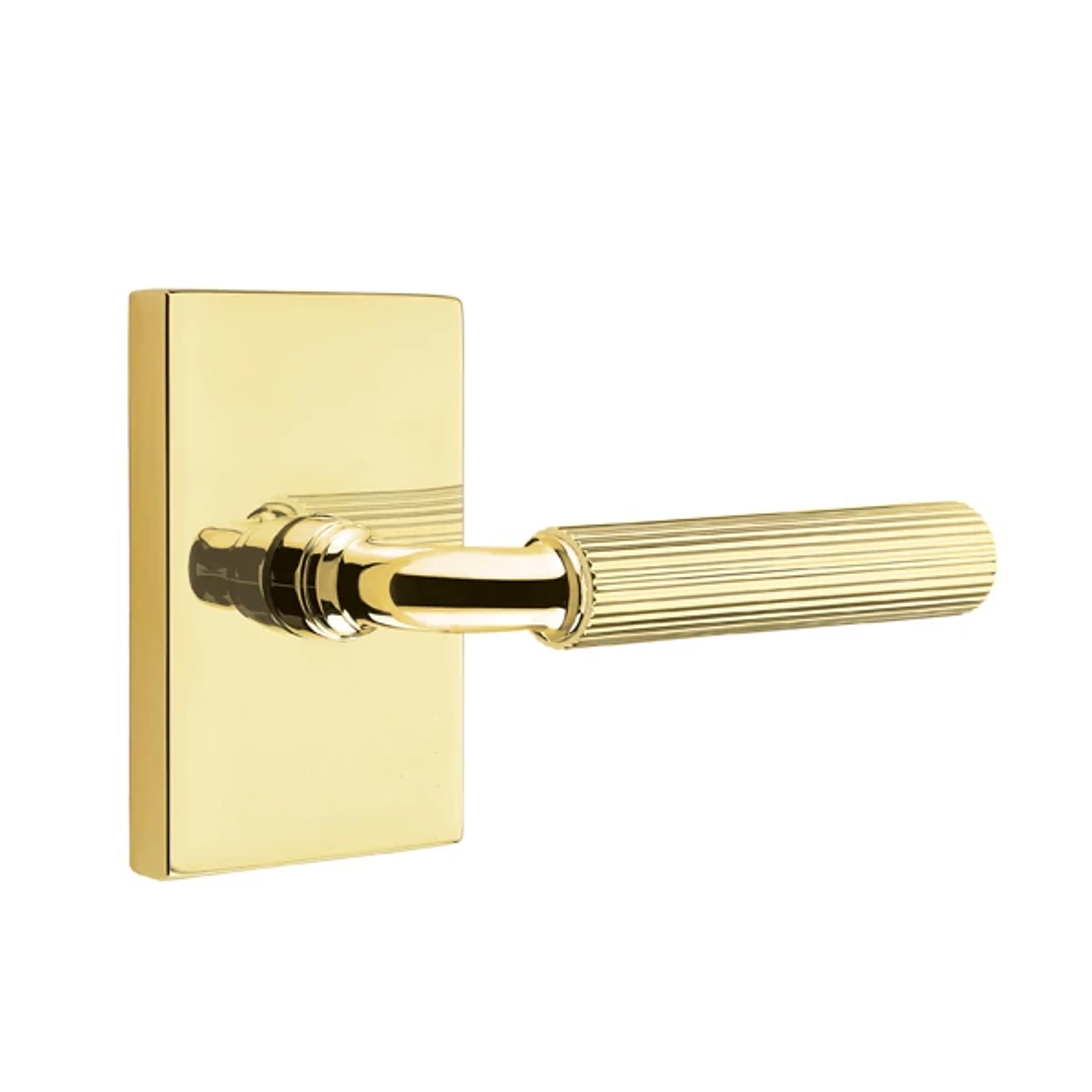 Emtek Select R-Bar Straight Knurled Lever Set with Modern Rectangular Rosette