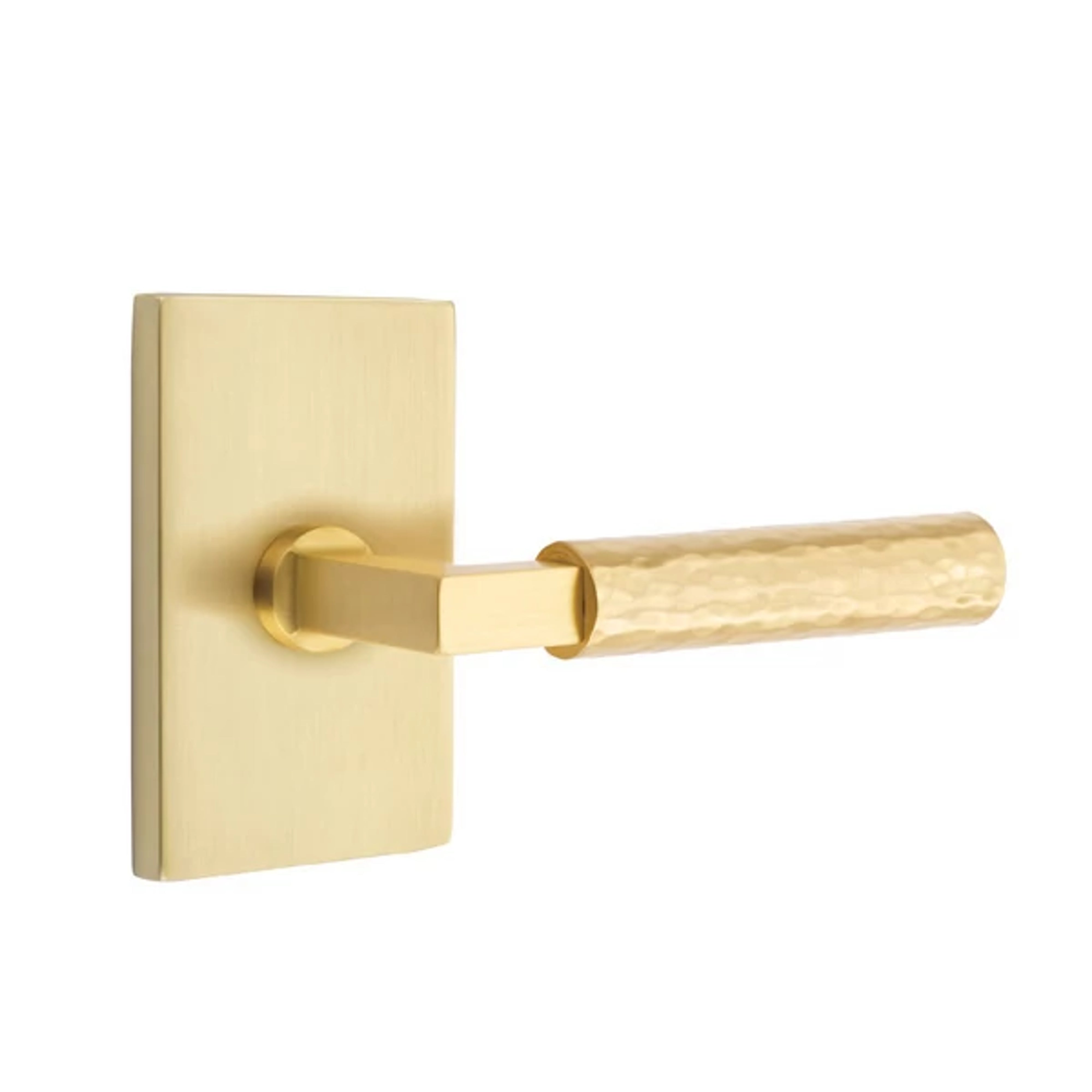 Emtek Select L-Square Hammered Lever Set with Modern Rectangular Rosette
