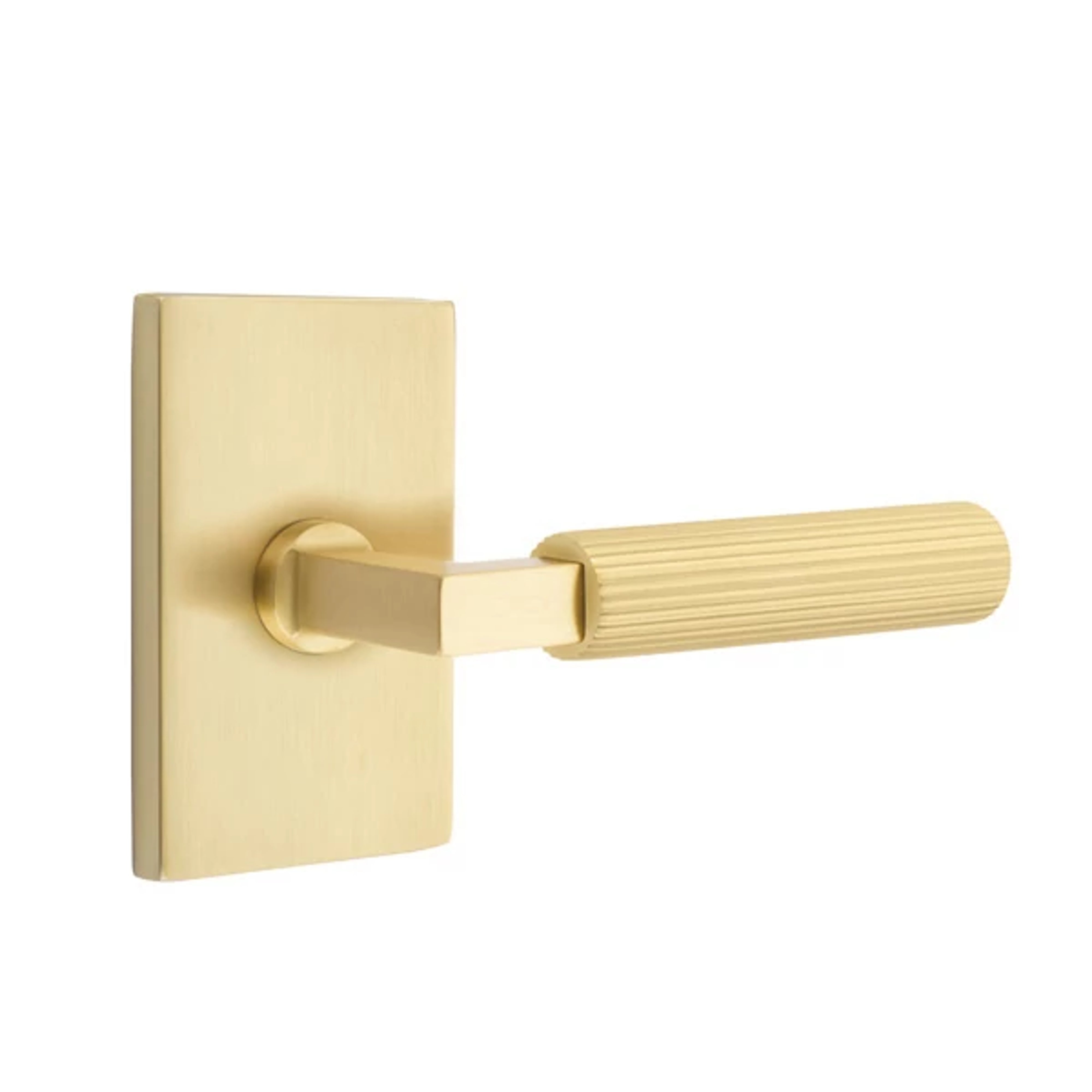 Emtek Select L-Square Straight Knurled Lever Set with Modern Rectangular Rosette