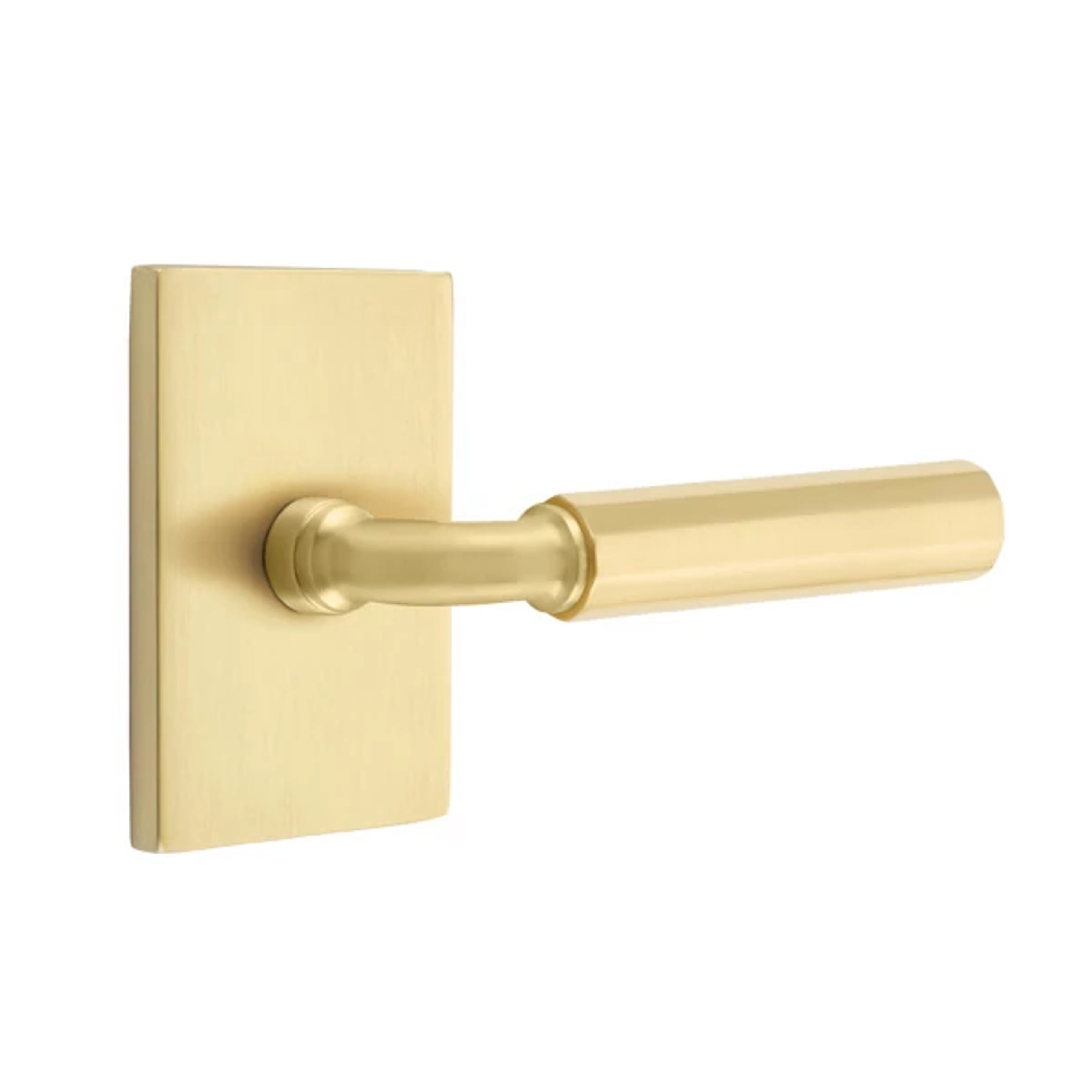 Emtek Select R-Bar Faceted Lever Set with Modern Rectangular Rosette