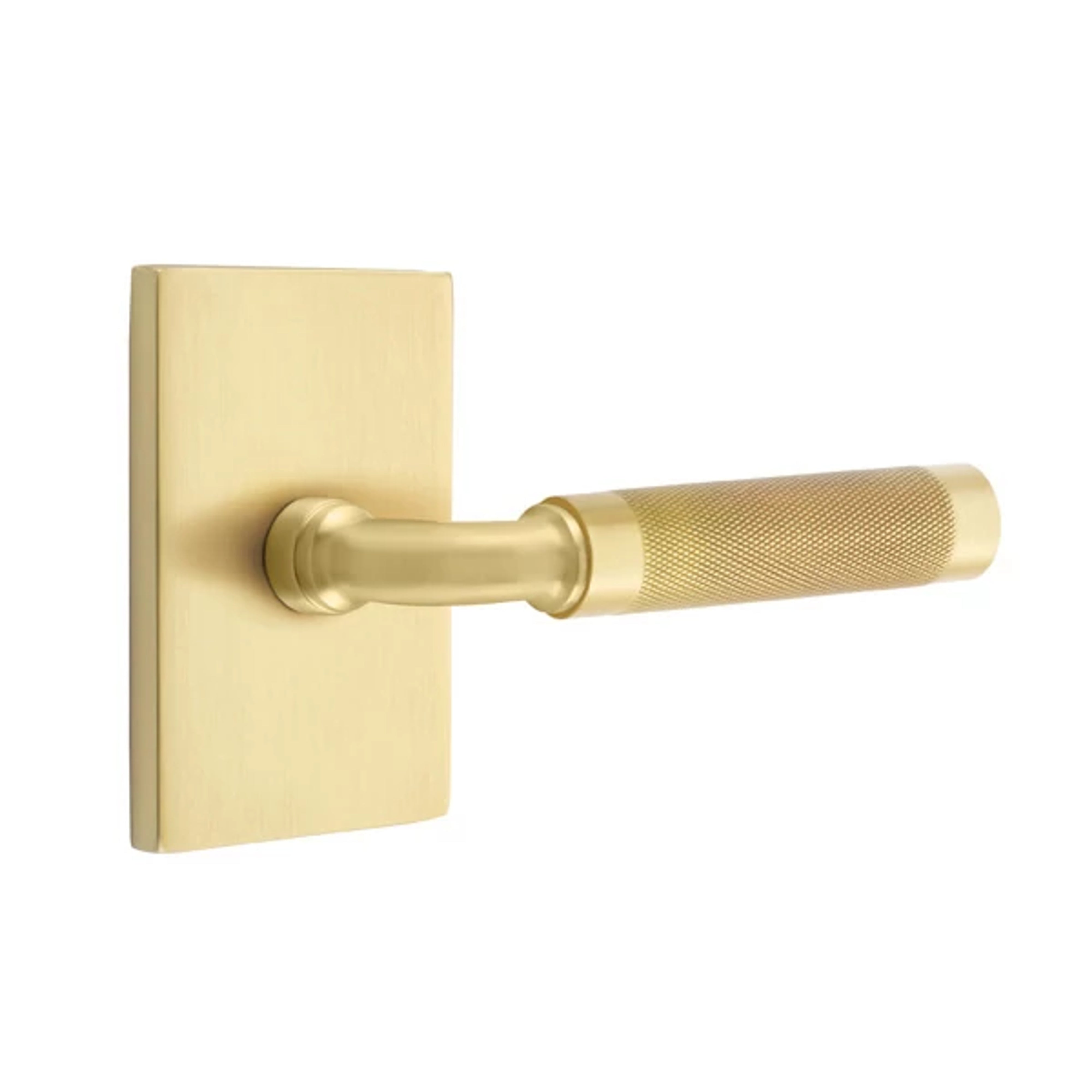 Emtek Select R-Bar Knurled Lever Set with Modern Rectangular Rosette