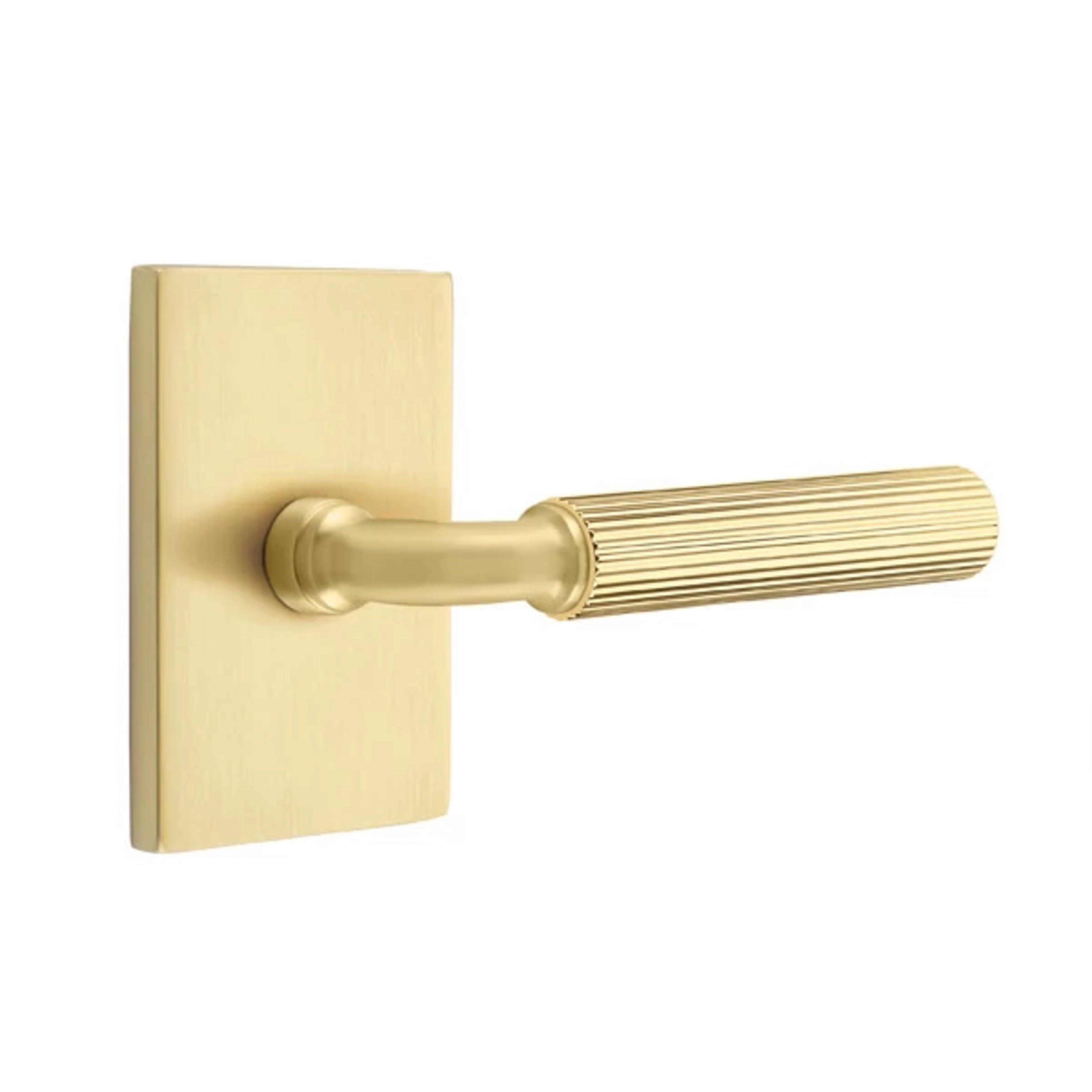 Emtek Select R-Bar Straight Knurled Lever Set with Modern Rectangular Rosette