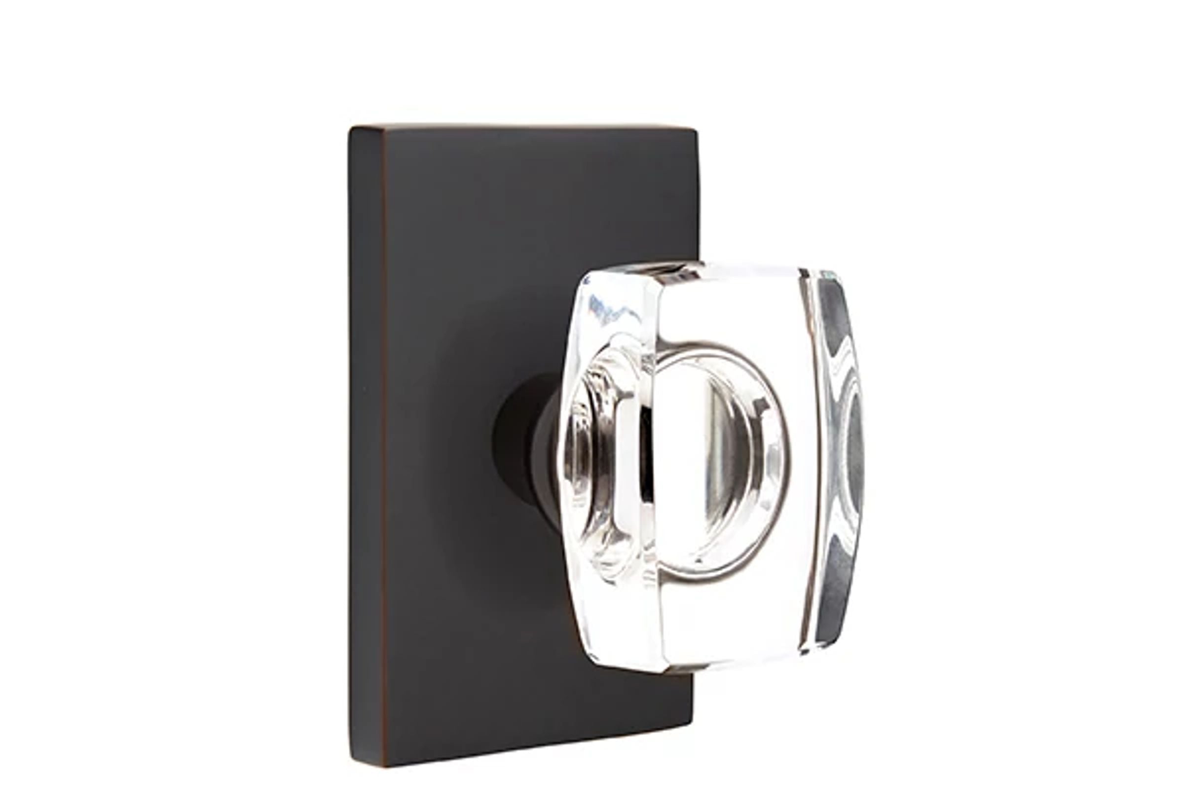 Emtek Concealed Fastener Windsor Glass Knob Set with Modern Rectangular Rosette