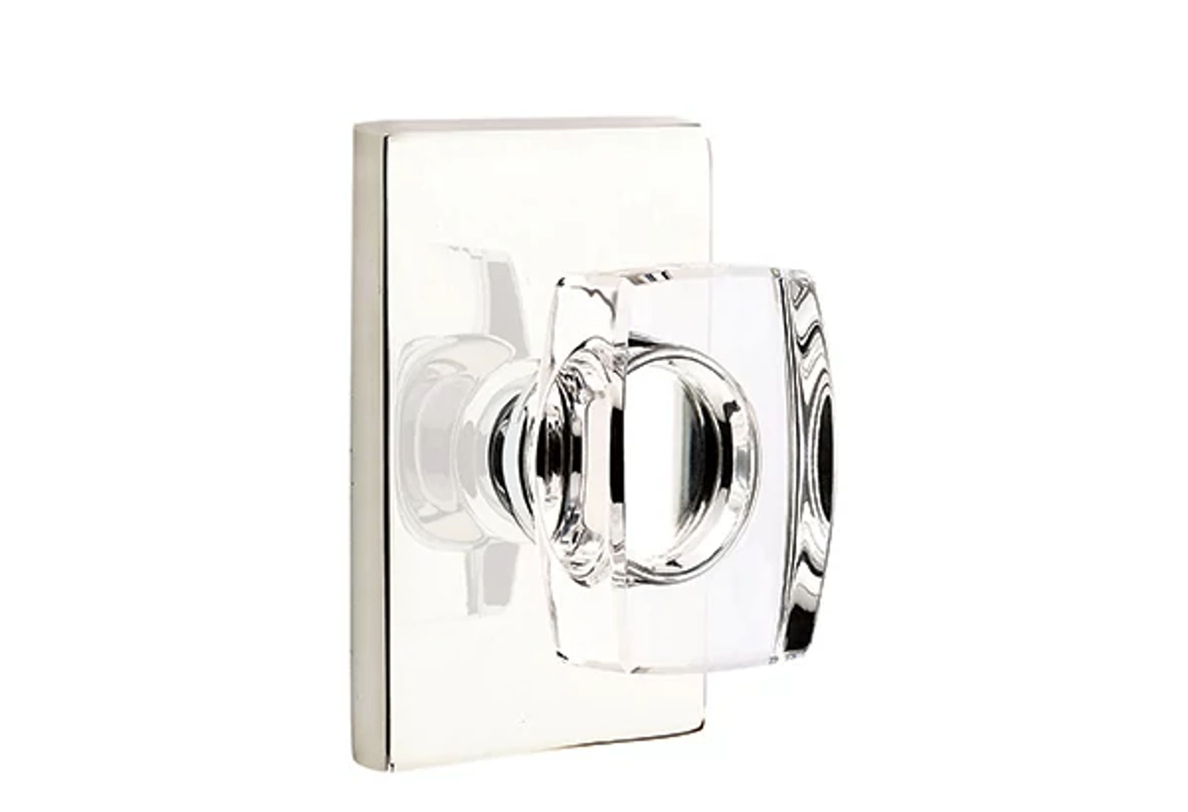 Emtek Windsor Glass Knob Set with Modern Rectangular Rosette