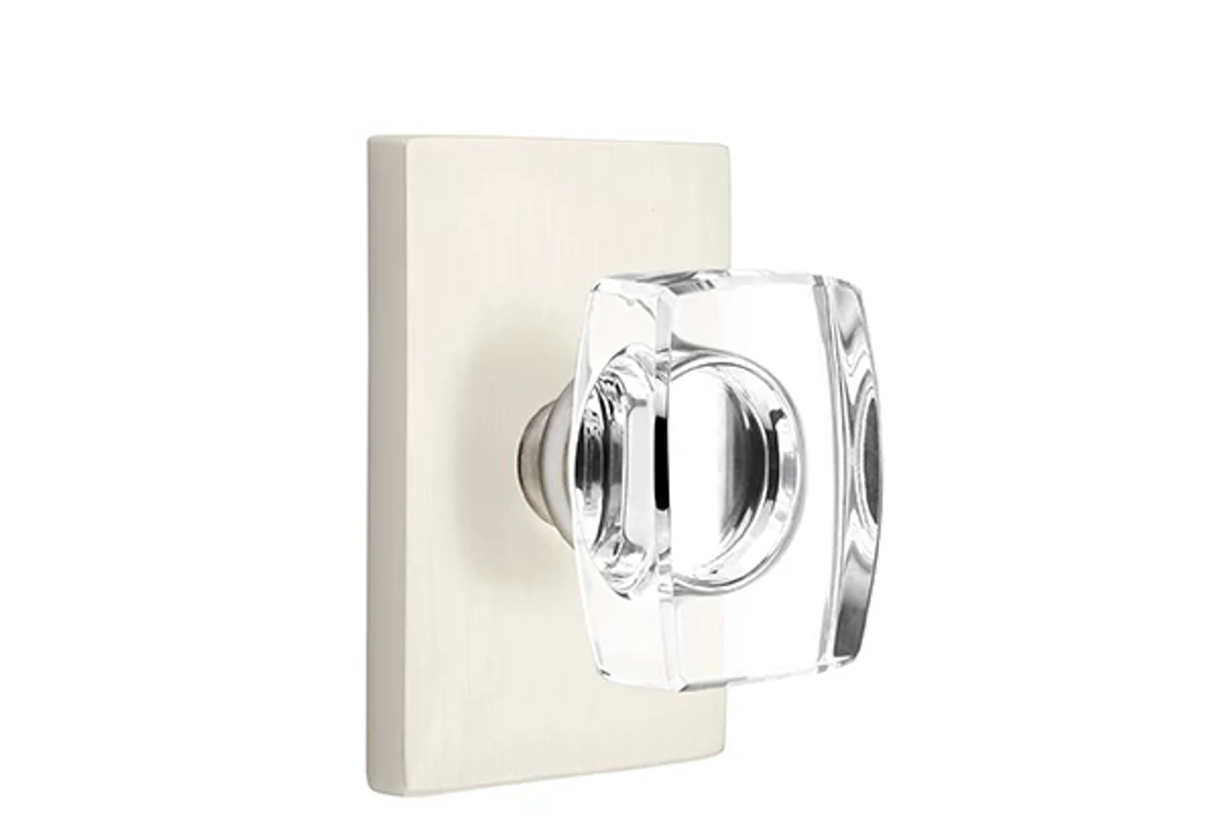 Emtek Windsor Glass Knob Set with Modern Rectangular Rosette