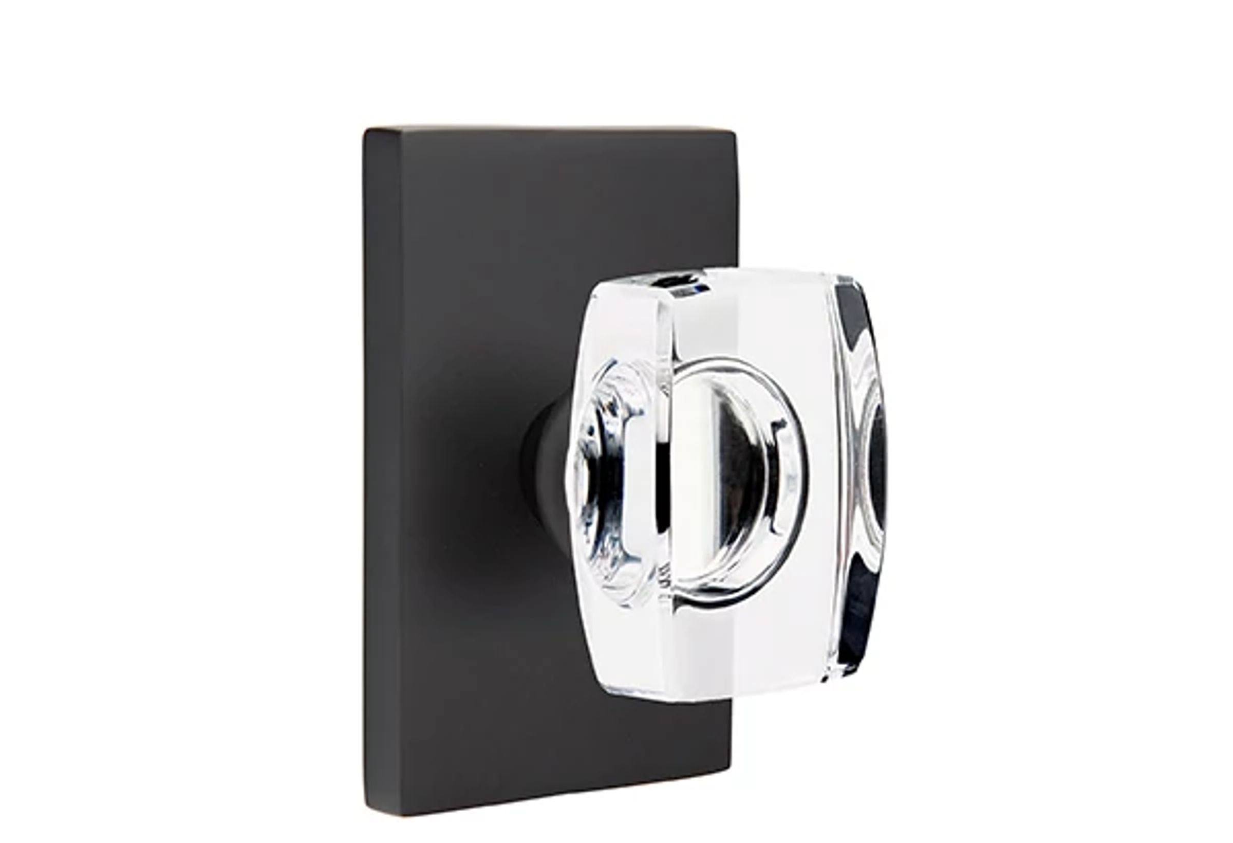 Emtek Windsor Glass Knob Set with Modern Rectangular Rosette