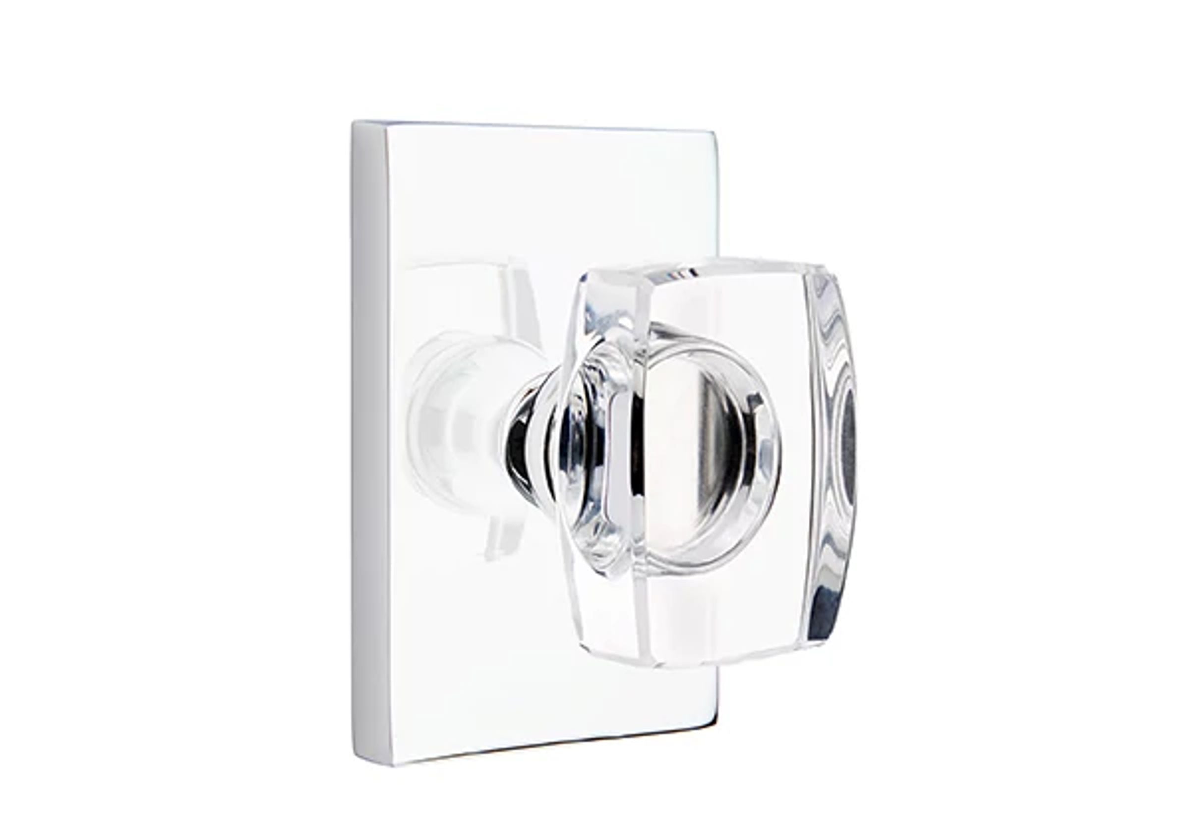 Emtek Windsor Glass Knob Set with Modern Rectangular Rosette