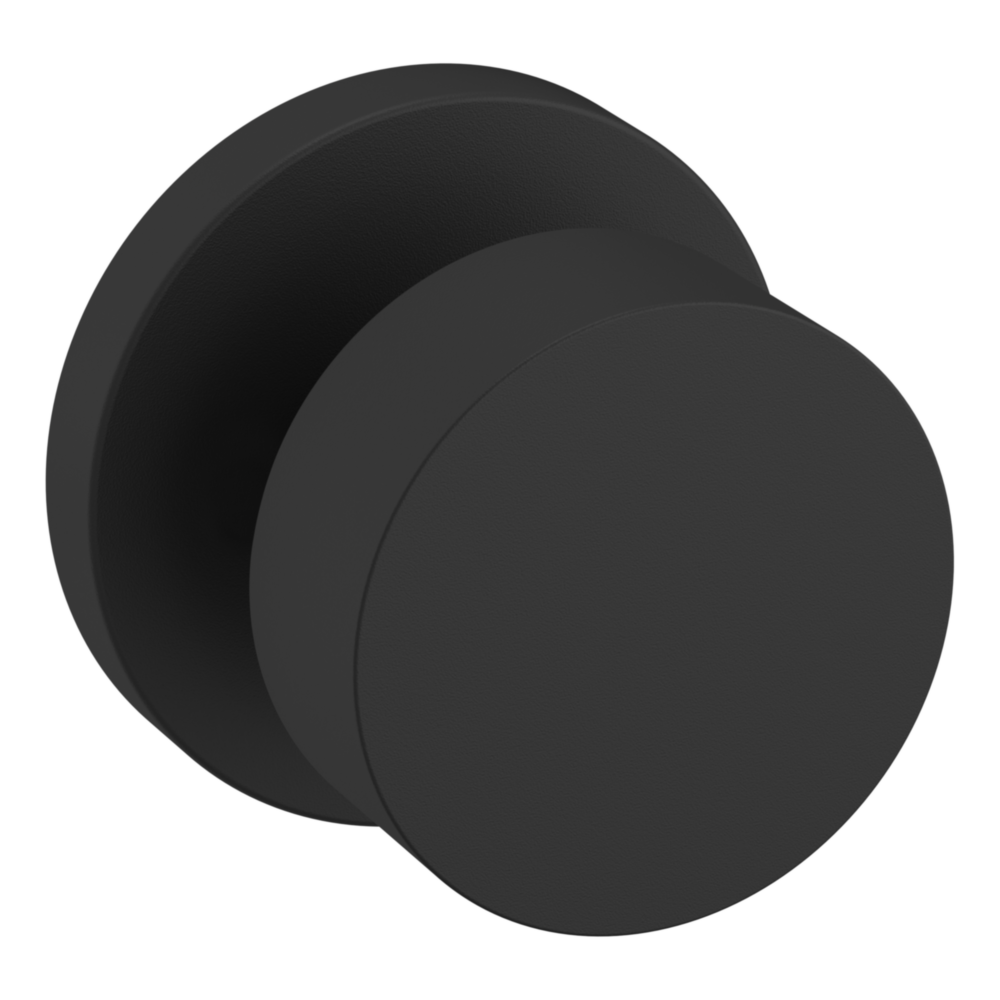 Baldwin 5055 Modern Round Knob Set with 5046 Rose Satin Black / Full Dummy / Reversible