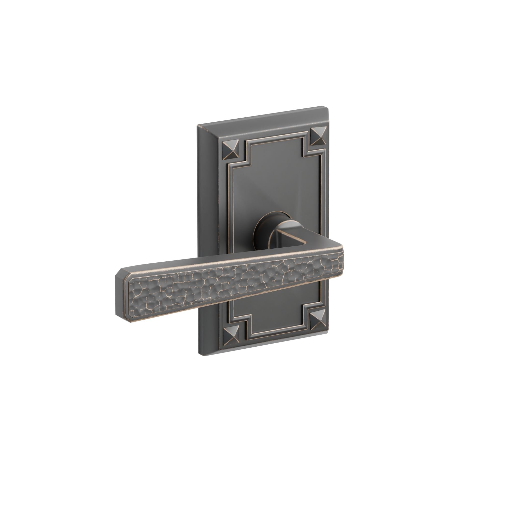 Emtek Hammered Lever Set with Arts & Crafts Rosette